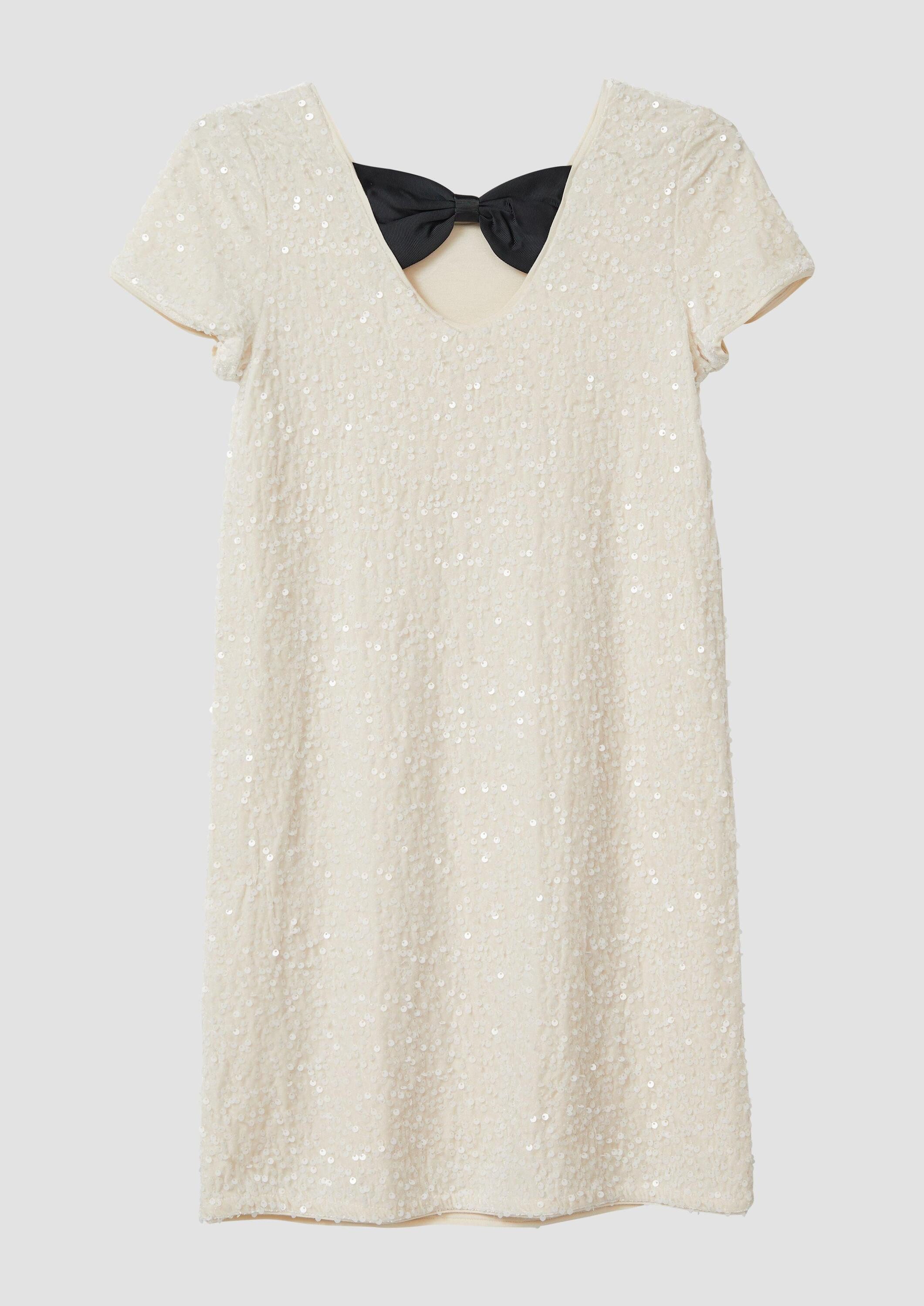 s.Oliver Minikleid Kleid Samtkleid mit Pailletten, Cut-Out und Schleife