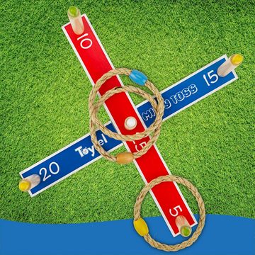 Toyfel Spiel, Mitty Toss, Ringwurfspiel mit 15 Ringen aus Kunststoff und Sisal 42x5x2 cm