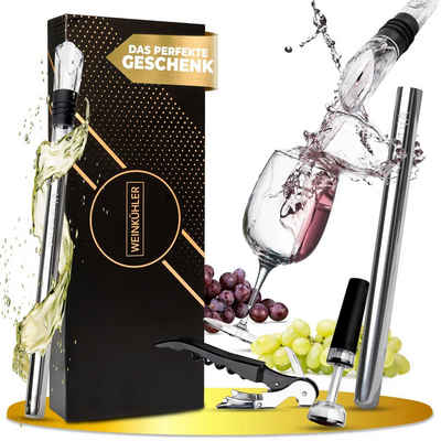 LUCHSFELD Weinkühler Weinkühlstab mit Ausgießer und Vakuumverschluss, Geschenkset