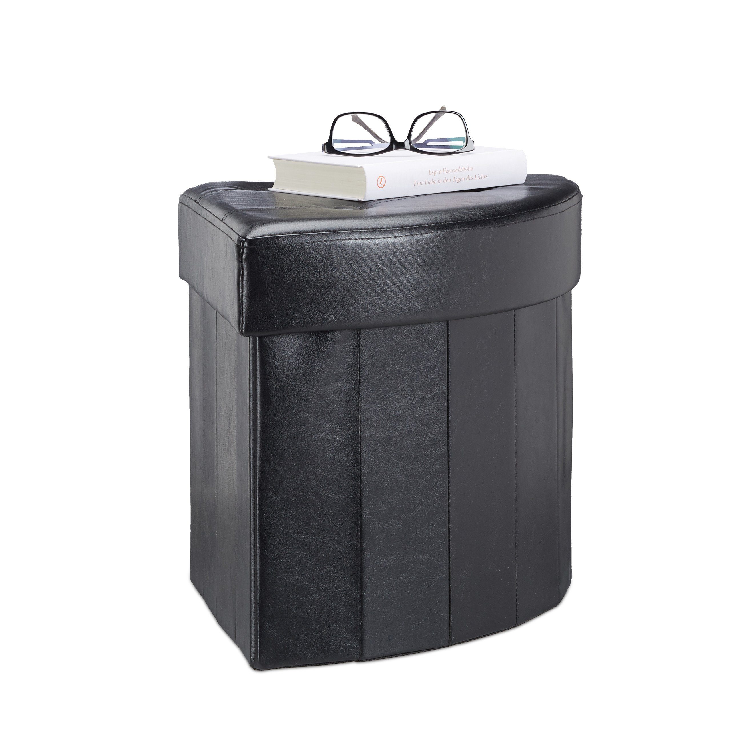 relaxdays Sitzhocker Eckiger Hocker mit Stauraum, schwarz günstig online kaufen