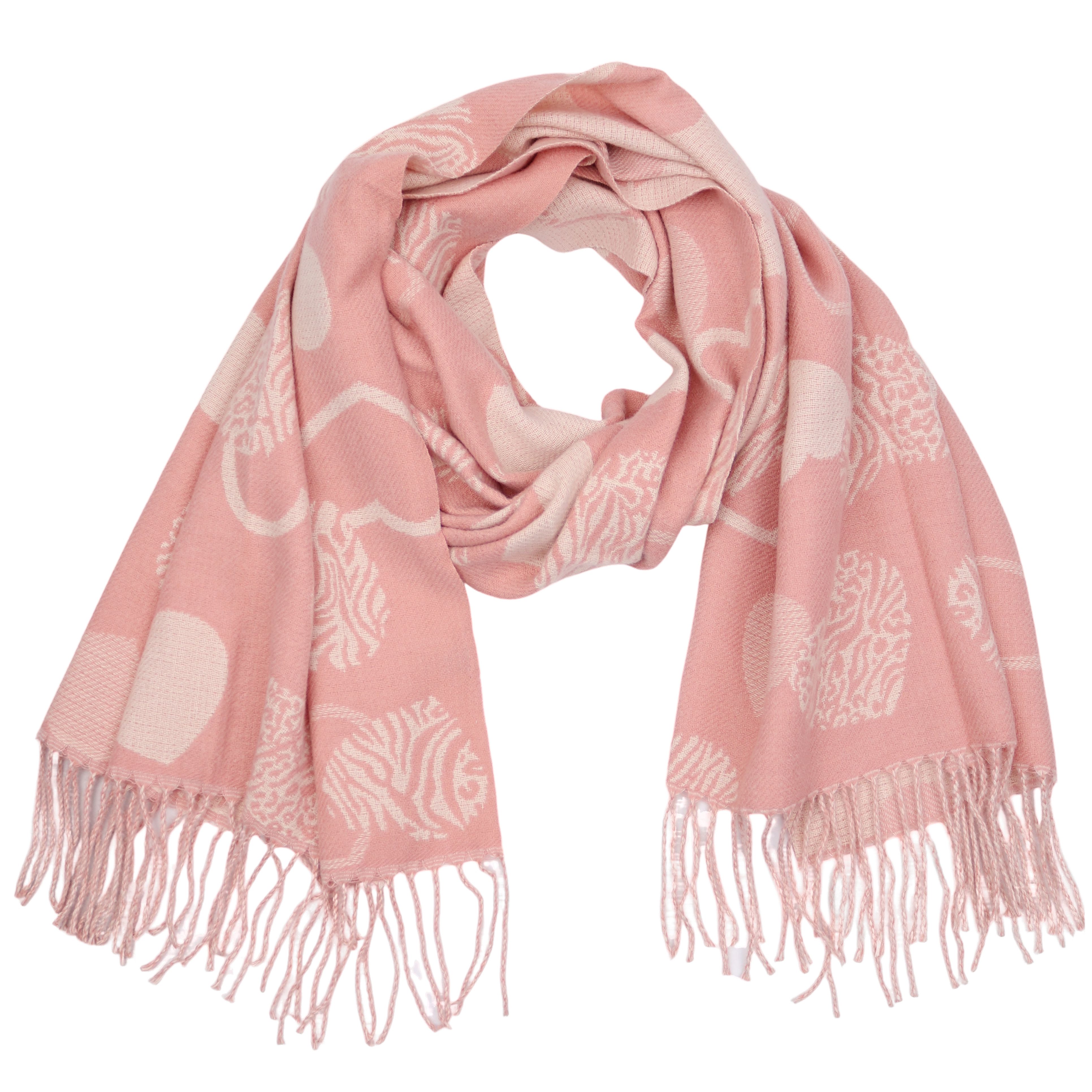 Modeschal weicher und warmer Schal Herz mit Fransen, 67x180cm