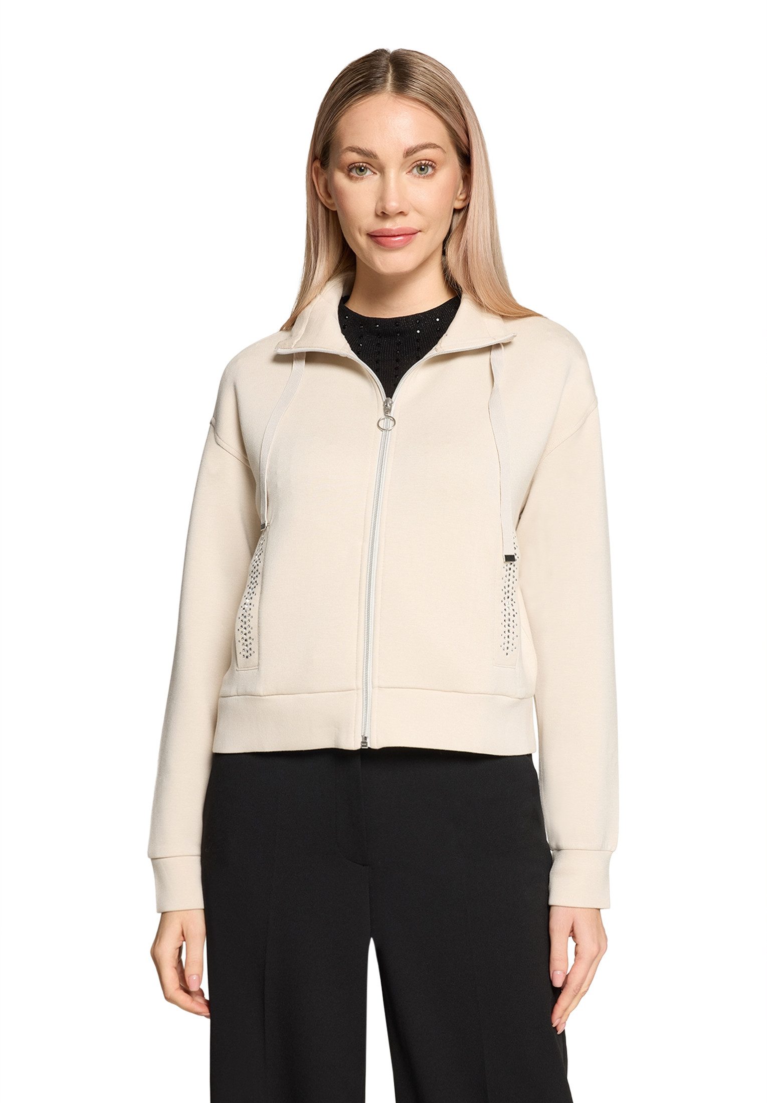Sweatjacke Damen mit Rippenstruktur