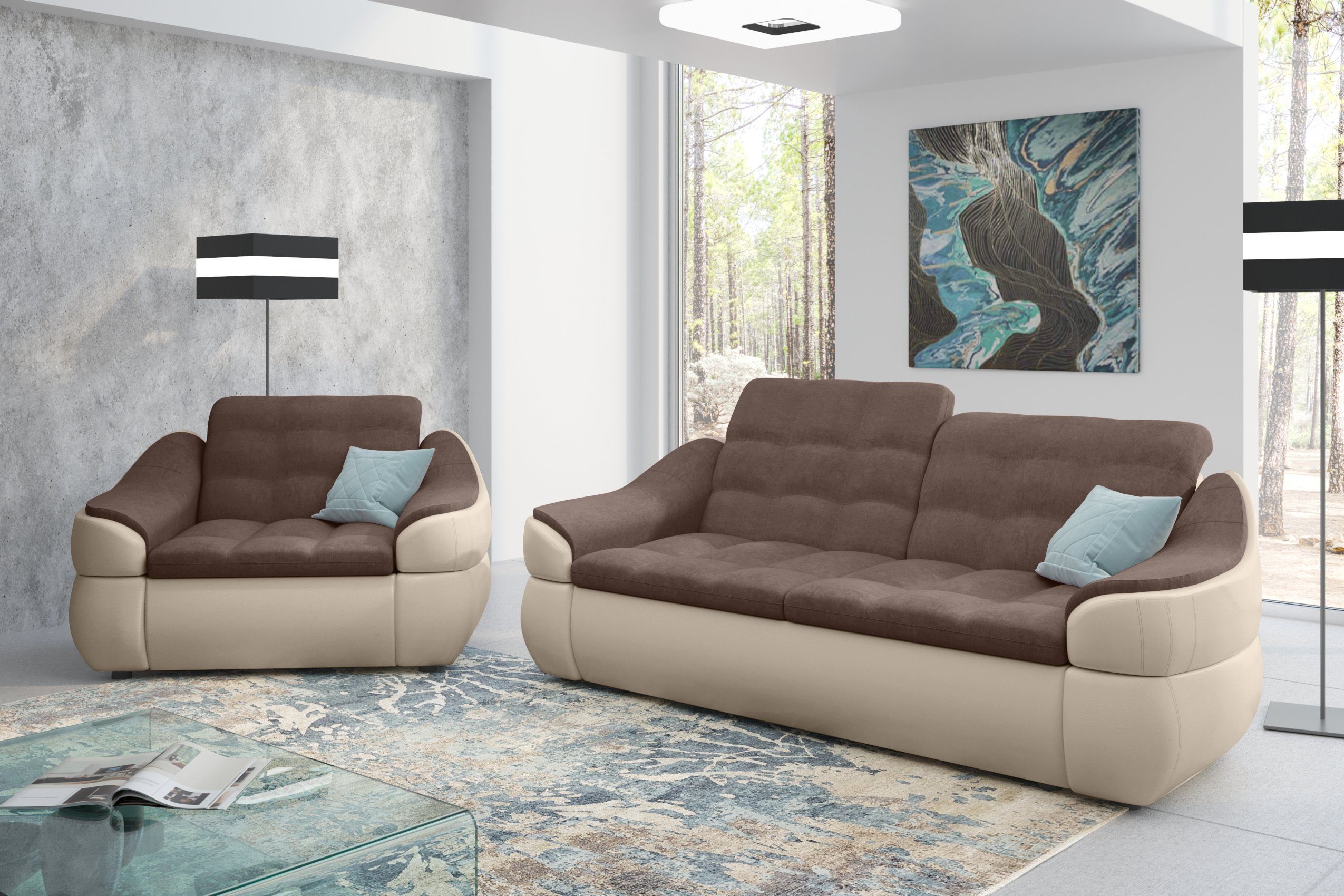 aus und in bestehend (Set made Modern Design, Sofa Alisa, Europa Sessel, (2-tlg), Stylefy Polstergarnitur 2-Sitzer