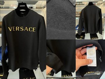 Versace Sweatshirt VERSACE Brushed Embroidery Logo Gold Sweater Sweatshirt Pullover Jumpe