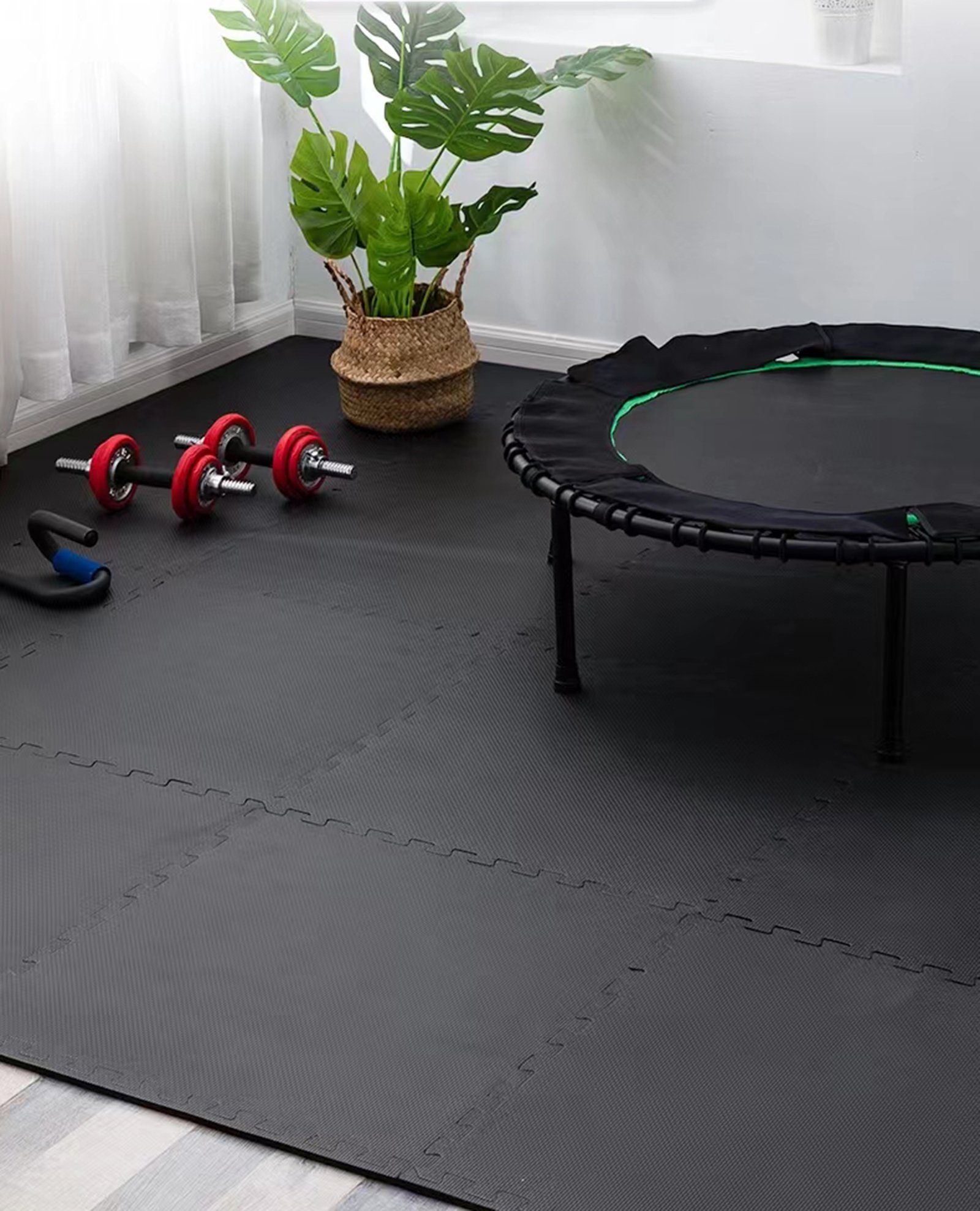 Fitgenics Bodenschutzmatte Kreuzmuster Fitness Matten 6er Set Puzzlematten  Trainingsmatten wasserdichte anti-rutsch Bodenauflagen Gymnastikmatten  Unterlegmatten 60X60 cm, Flexibel erweiterbar