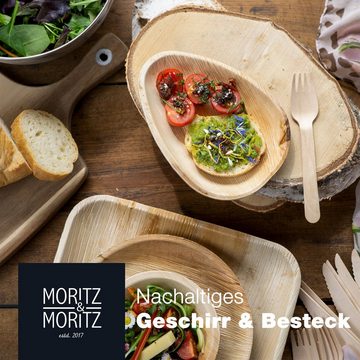 Moritz & Moritz Besteck-Set Besteck Holz 25 Gablen und Messer (50-tlg), Birkenholz, 50-tlg - Kompostierbares Holzbesteck als Alternative zu Plastikbesteck