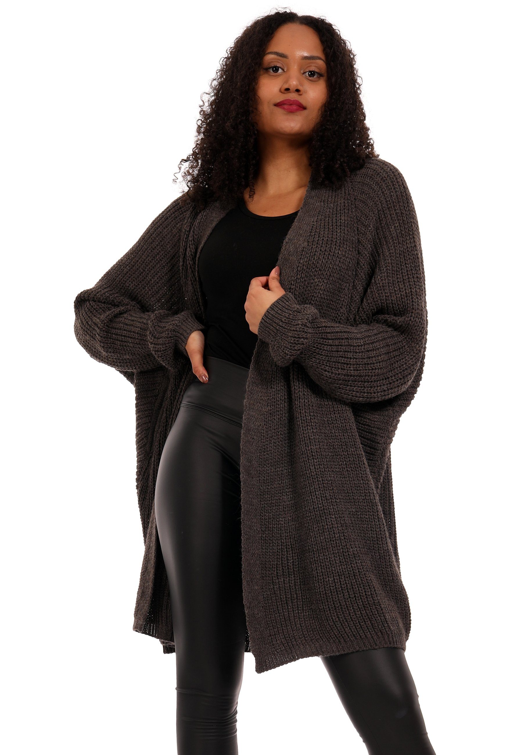 YC Fashion & Style Cardigan Grobstrick-Cardigan im Oversize-Look – One Size (36–52) (1-tlg) in Unifarbe
