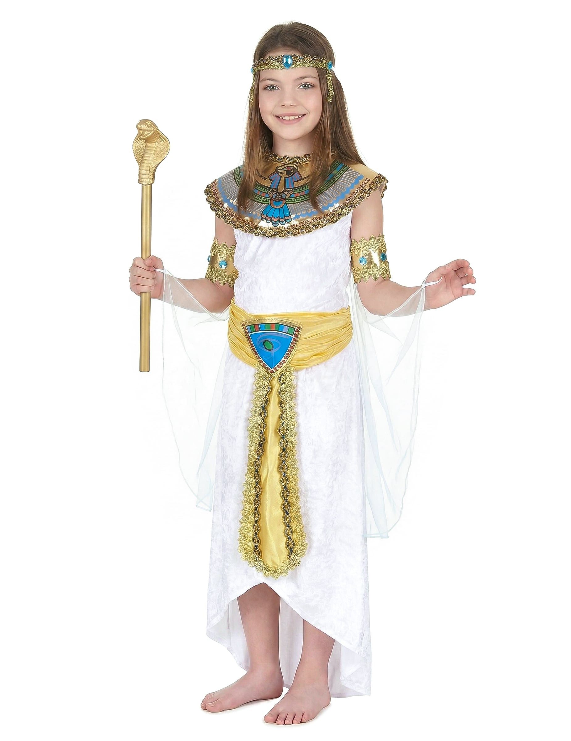 Kostüm Kinderkostüm Pharaonin weiss-gold-bunt