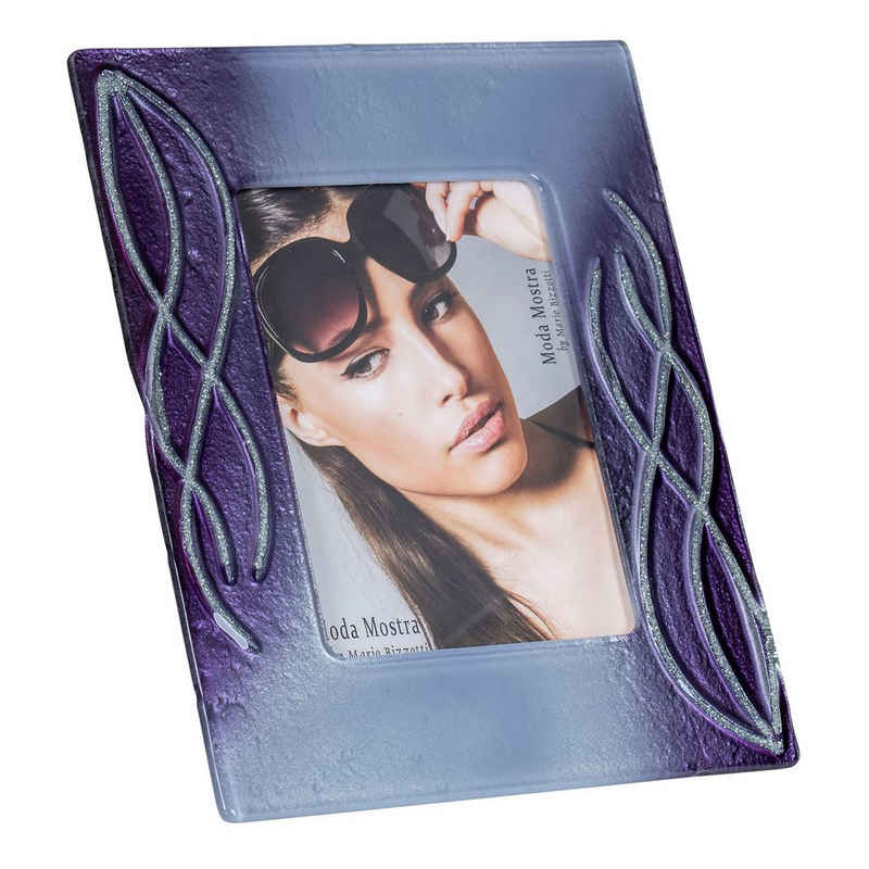 Levandeo® Bilderrahmen, Design Bilderrahmen aus Glas violett - Fotorahmen hochwertiges