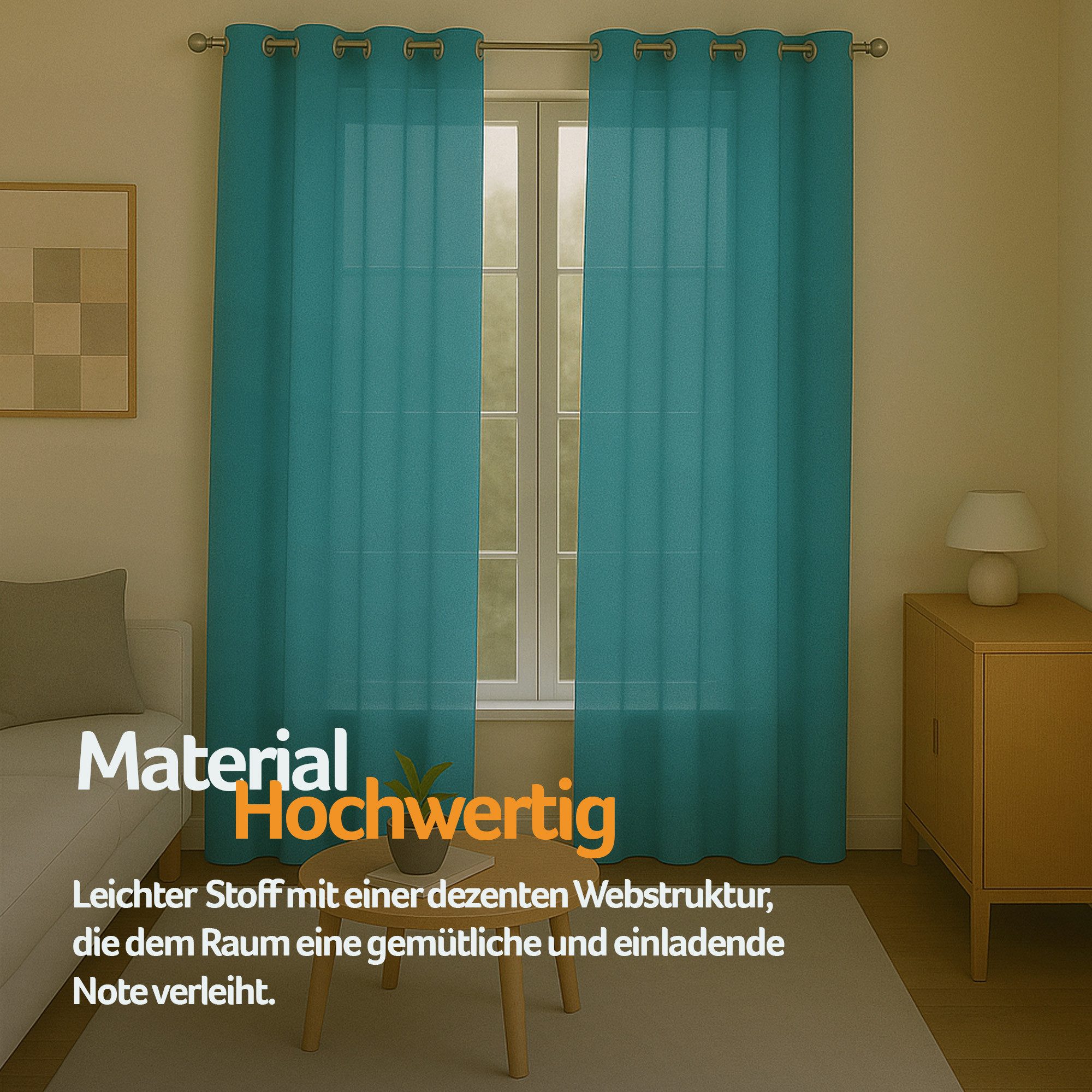 Bestlivings Gardine "Ellen" mit Ösen (2 St), Ösen, blickdicht, Polyester, matter Stoff, einfarbig, waschbar bei 30°C, bügelleicht, formstabil