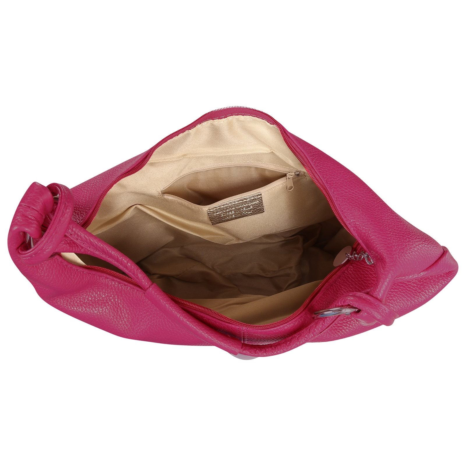 Toscanto Schultertasche Toscanto Tasche pink, fuchsia (Schultertasche), Damen Schultertasche Leder, pink, fuchsia ca. 45cm x ca. 35cm