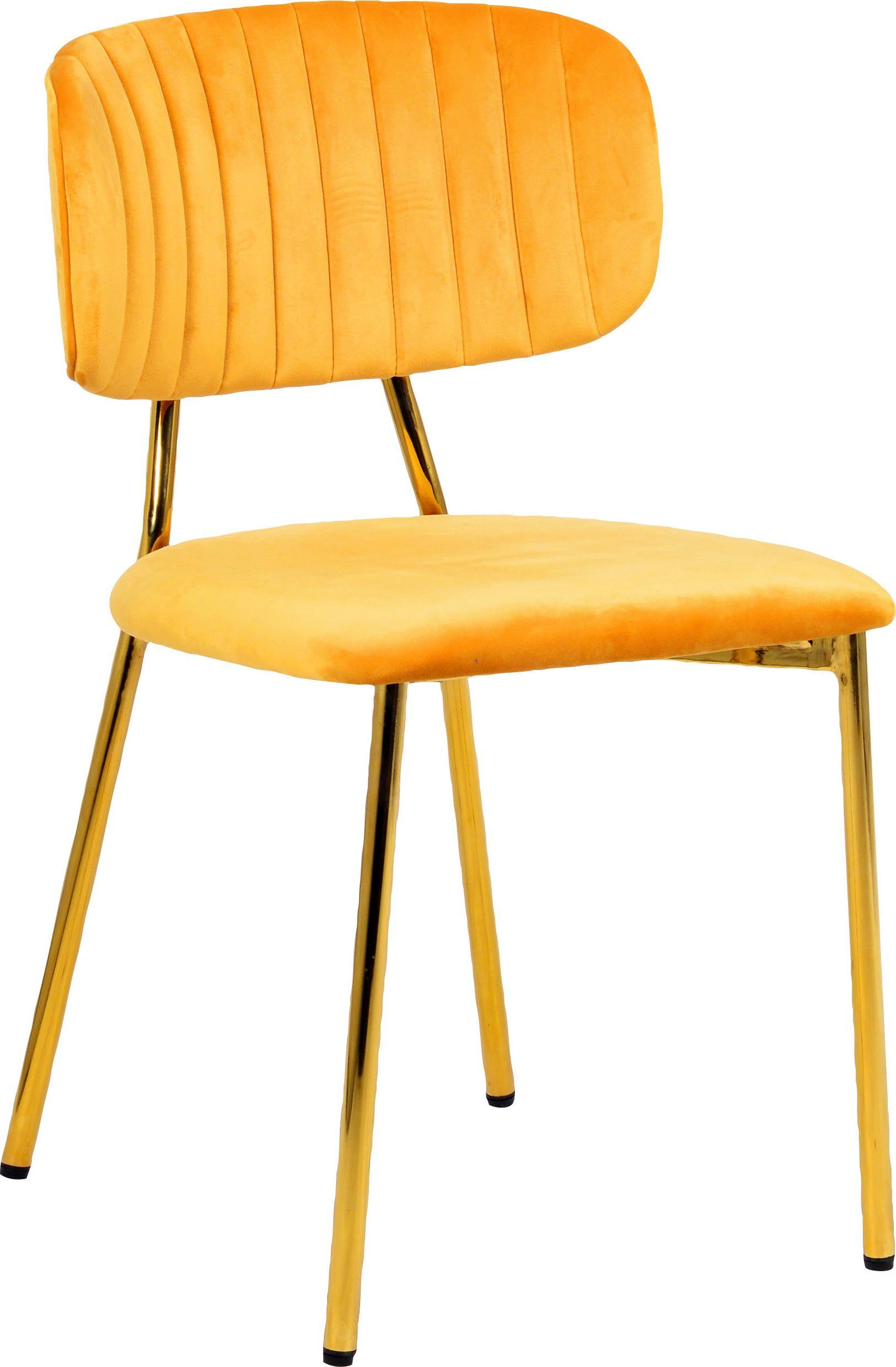 Kayoom Esszimmerstuhl Stuhl Kian 125 2er-Set,filigranes Metallgestell,pflegeleicht Samtbezug (Set, 2 St), samtweicher Bezug, pflegeleichter Samtbezug