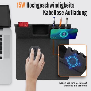 VSIUO Mousepad mit 15 W wireless charging Wireless Charger (15 W Kabellos Ladestation, Mit Aufbewahrungsfunktion)