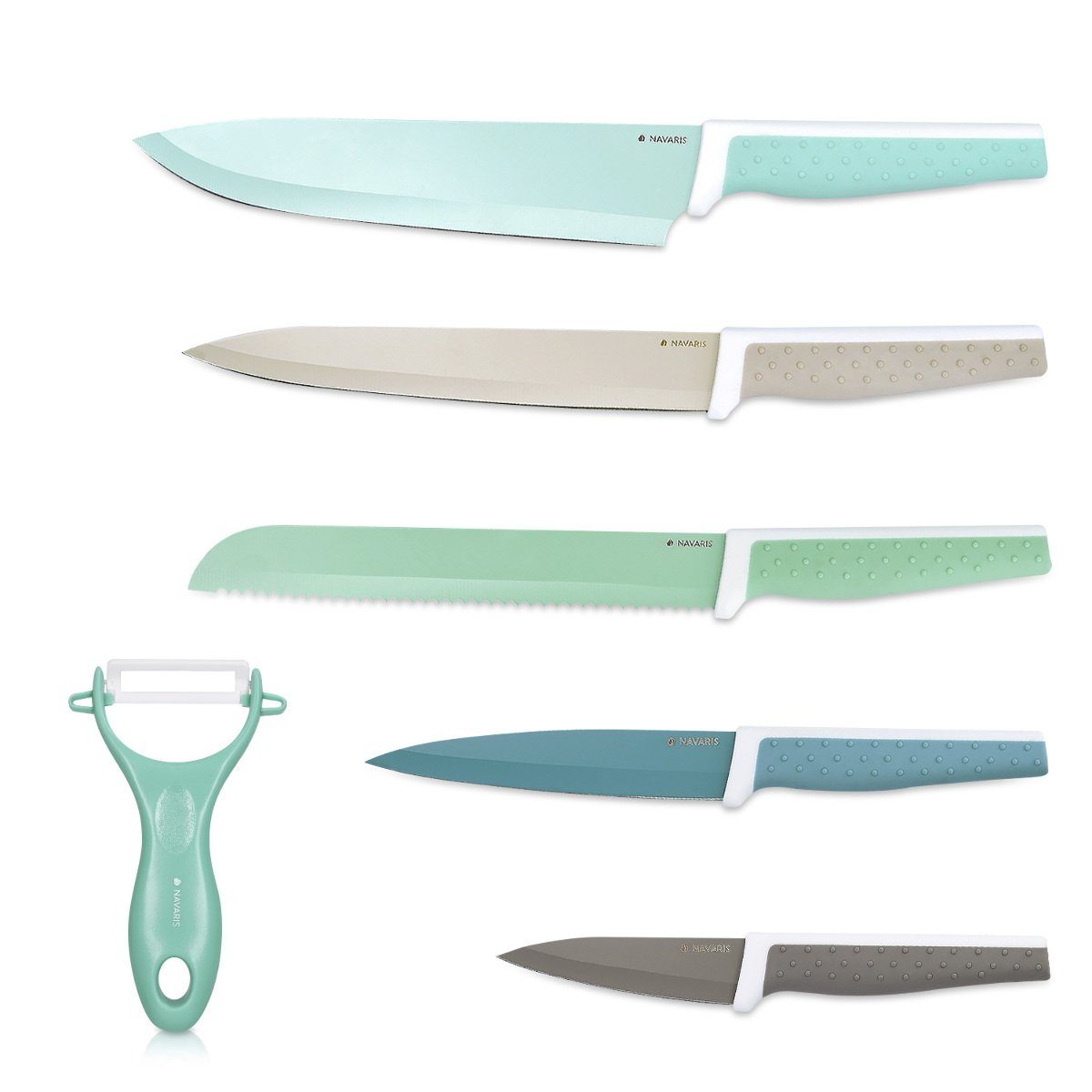 Messer-Set Messer Set 6-teilig inkl. Schäler - Edelstahl/Keramik