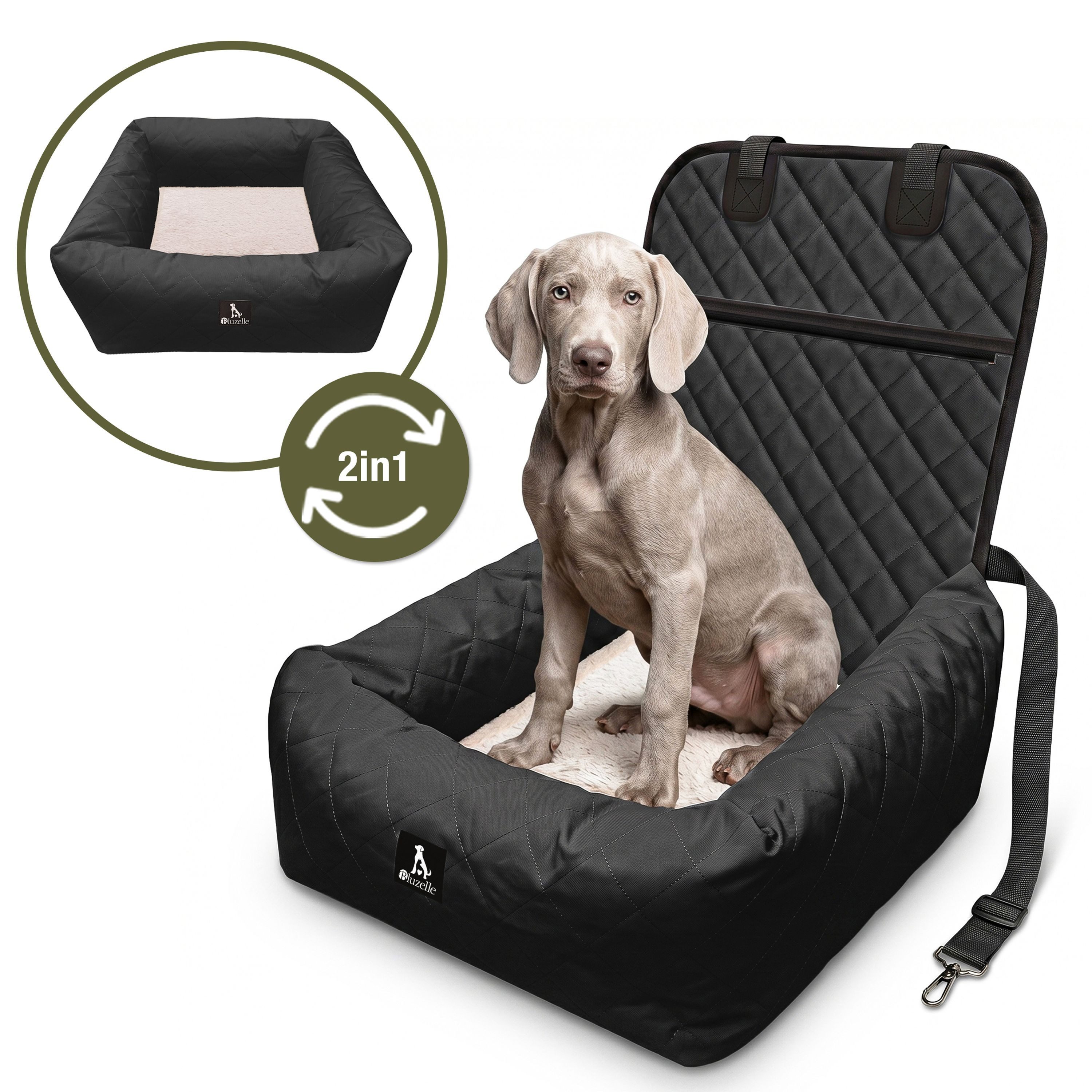 Bluzelle Hunde-Autositz Premium Hunde Autositz, 2-in-1 Hundebett, Haustier Auto Transport-Sitz, Wasserfester Oxford Stoff, Reise Hundesitz für Kleine & Mittlere Hunde / Waschbar Rutschfest
