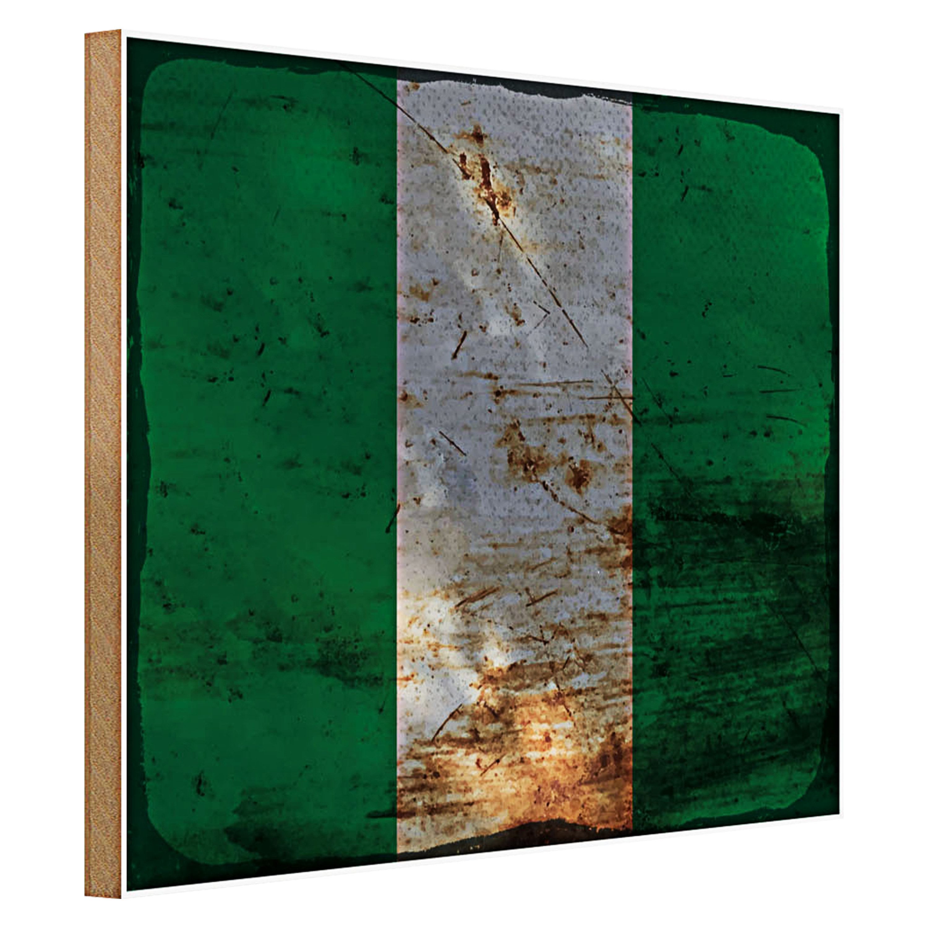 Roomando Holzbild Flagge Nigeria 40x30cm Flag of Nigeria Rost