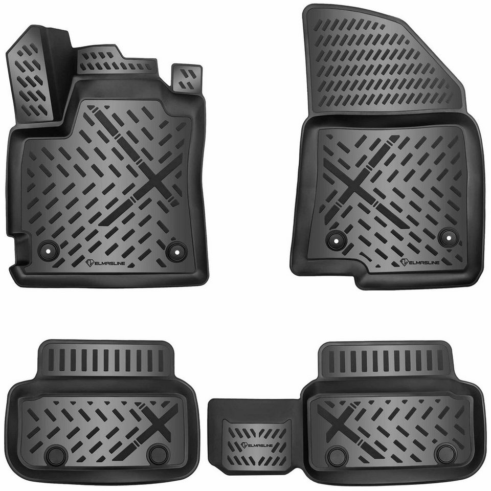 ELMASLINE Auto-Fußmatten Gummi (4 St), für DACIA JOGGER (2022-2024) - 3D  Gummimatten - Zubehör - Hoher Rand, (2022, 2023, 2024)