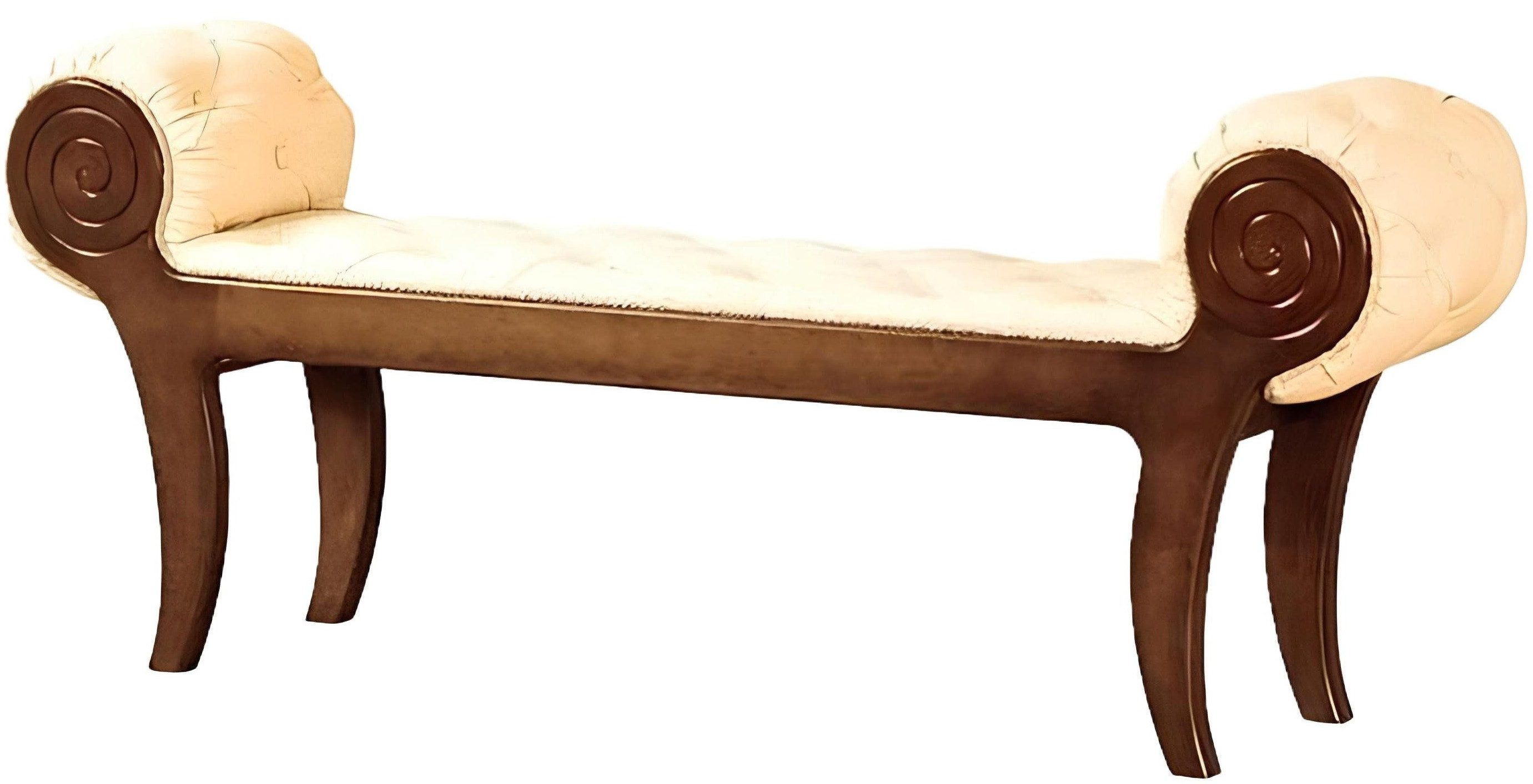 Xlmoebel Polsterbank Bank Sitzgelegenheit Holz Sitzmöbel Ruheort Hocker Ledersitz (1-St., Bank), Hergestellt in Europa