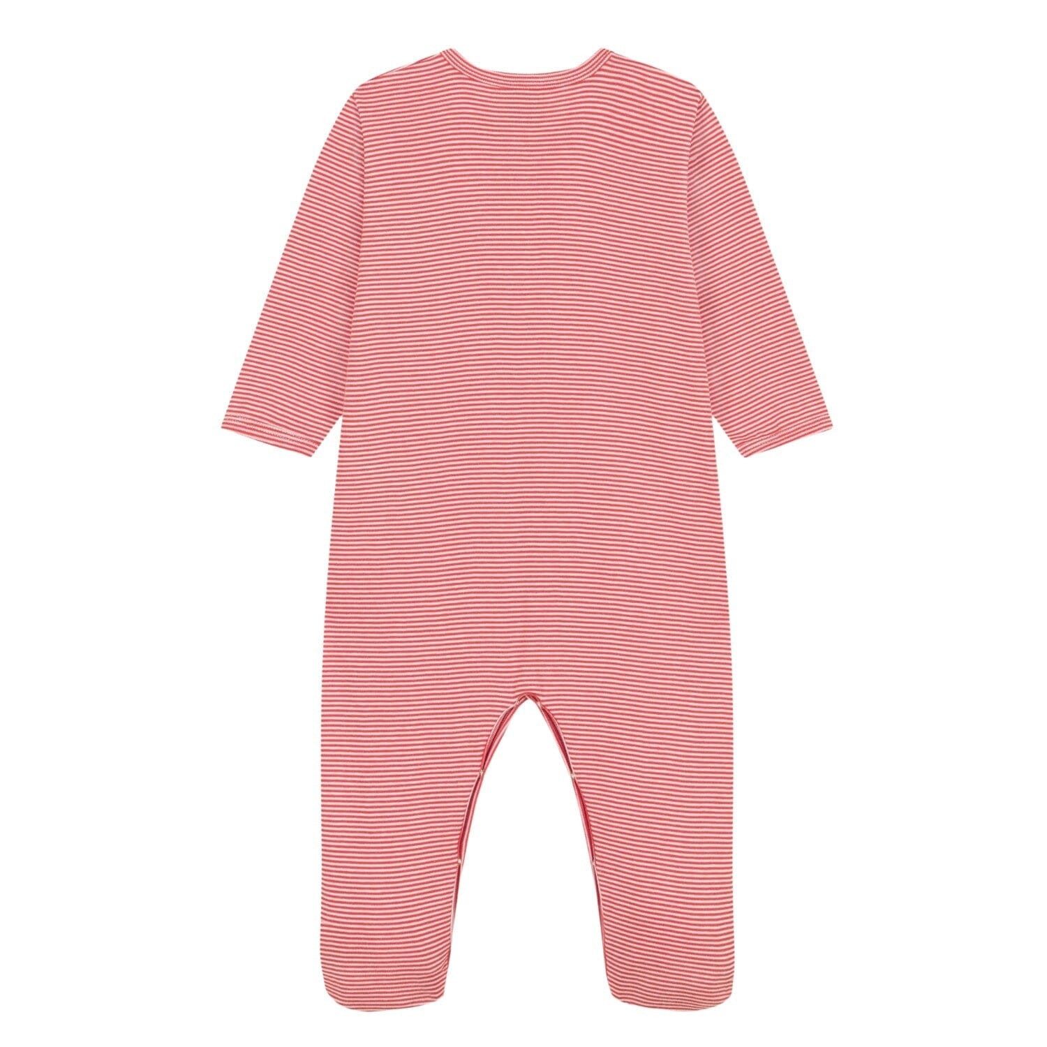 Petit Bateau Strampler Petit Bateau Ringelstrampler apricot aus Baumwolle
