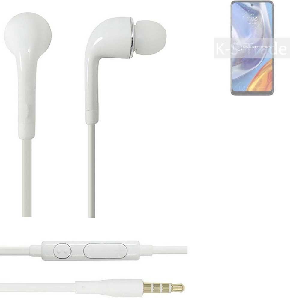 (Kopfhörer Moto 3,5mm) u K-S-Trade Motorola mit weiß Lautstärkeregler Mikrofon für In-Ear-Kopfhörer Headset E32s