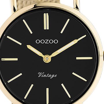 OOZOO Quarzuhr Oozoo Unisex Armbanduhr gold Analog, Damen, Herrenuhr rund, klein (ca 28mm) Edelstahlarmband, Elegant-Style