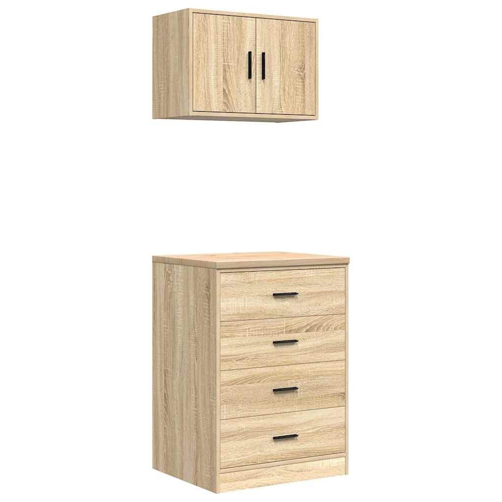 vidaXL Werkzeugschrank Garagenschränke 2 Stk. Sonoma-Eiche Holzwerkstoff (1-St)