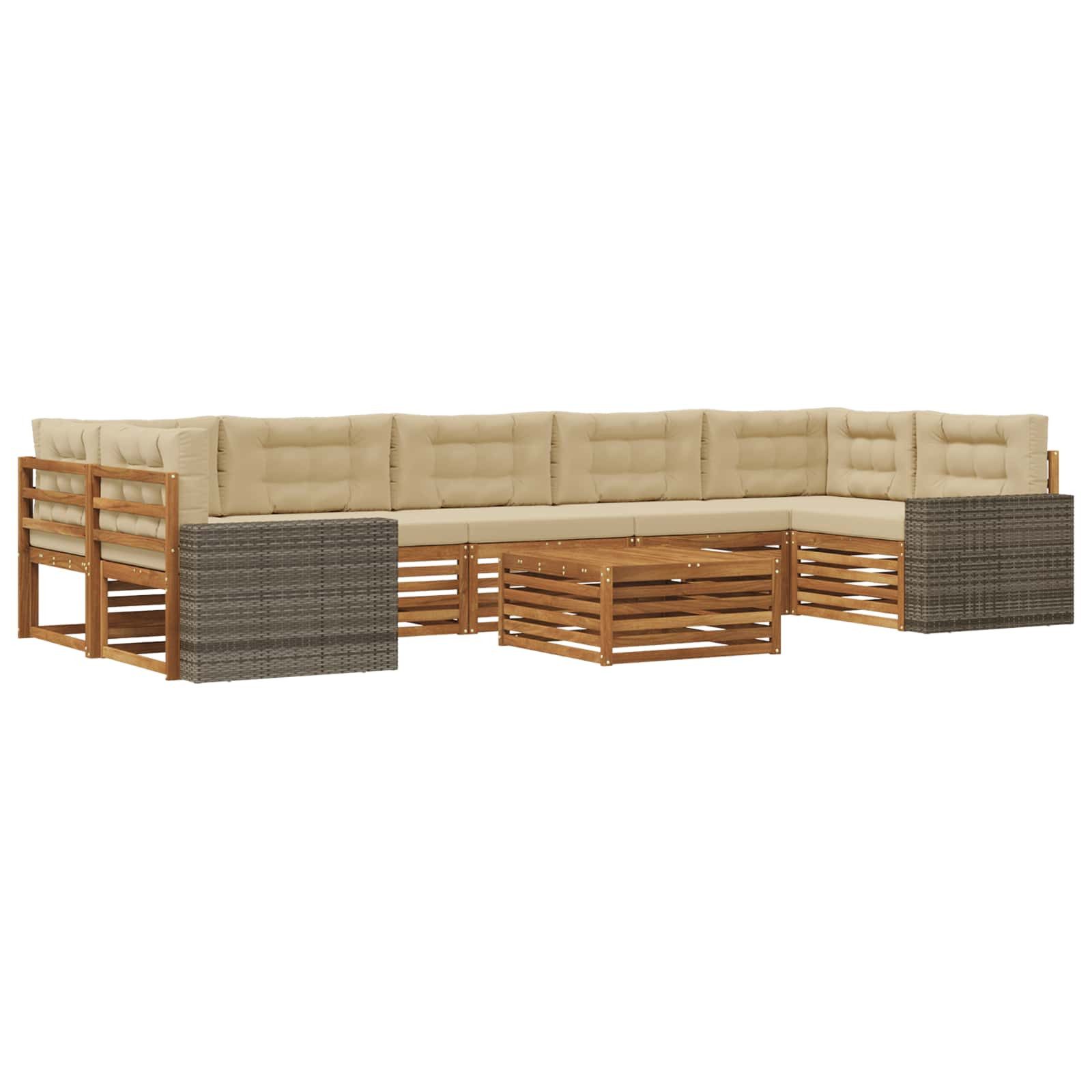 Gartenlounge-Set Outdoor-Sofagarnitur 8 pcs Natur und Beige