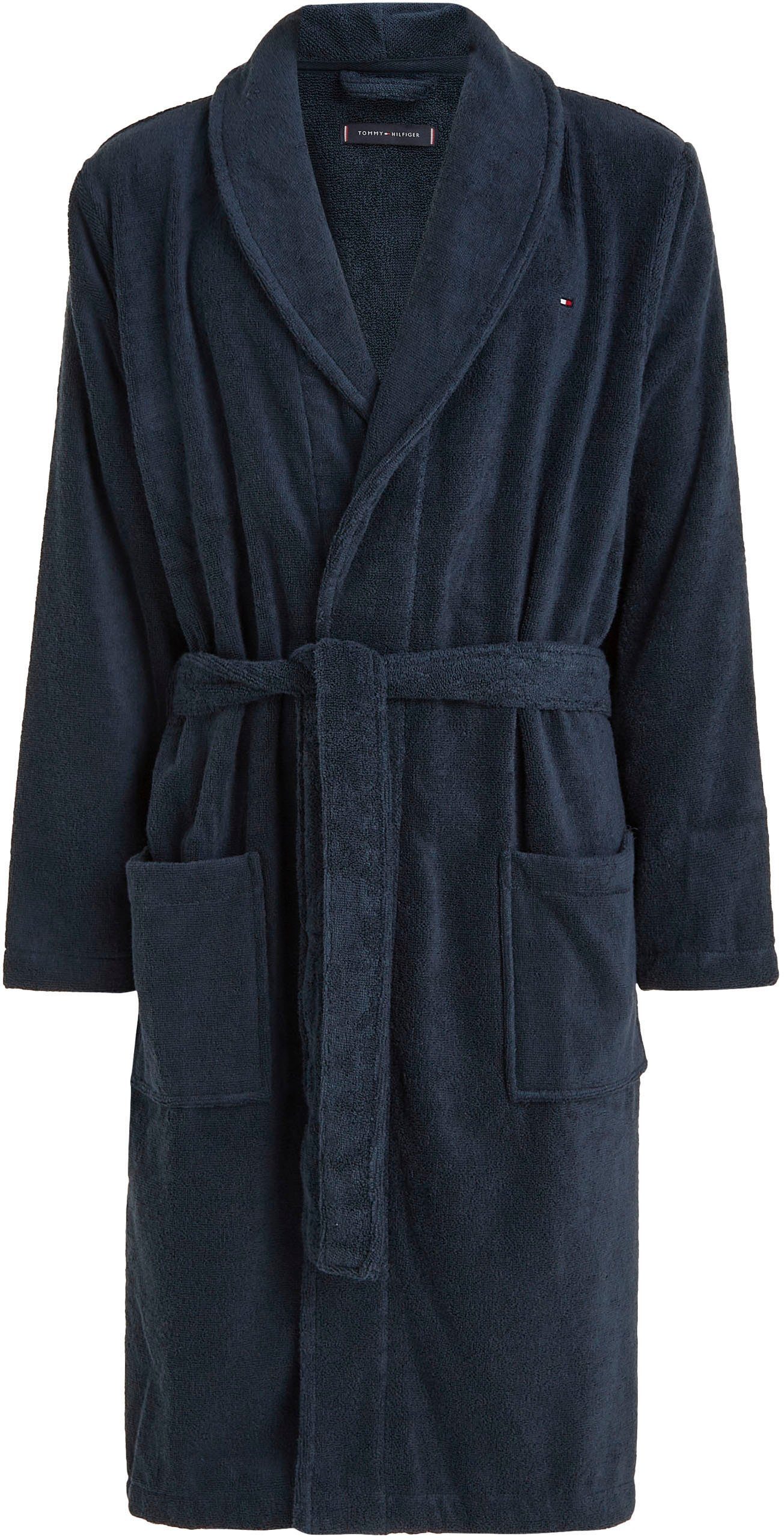 Tommy Hilfiger Underwear Bademantel, Kurzform, Baumwoll-Webfrottier, Gürtel, mit aufgesetzten Taschen
