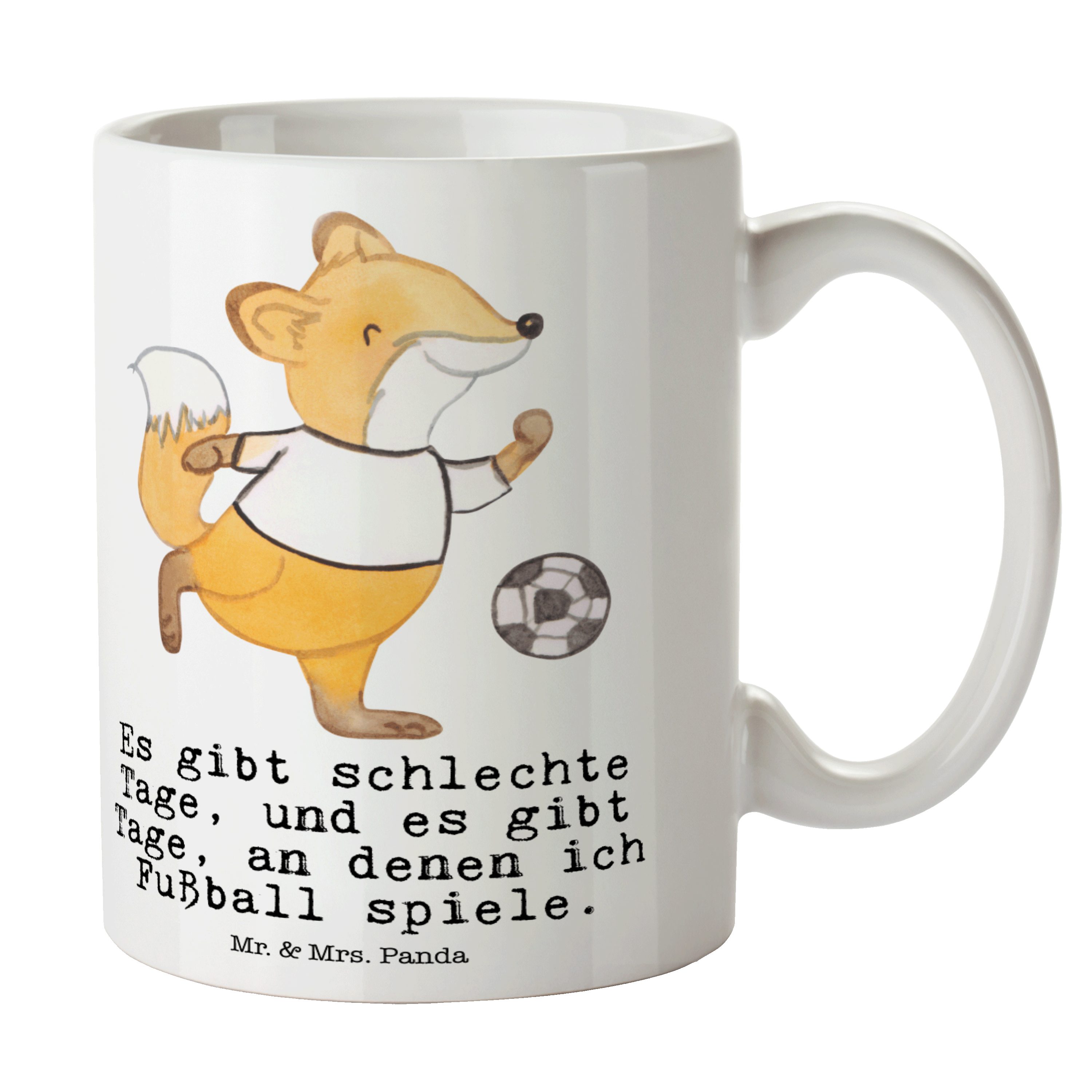 Mr. & Mrs. Panda Tasse Fuchs Fußball spielen Tage - Weiß - Geschenk, Bolzplatz, Büro Tasse, Keramik | Tassen