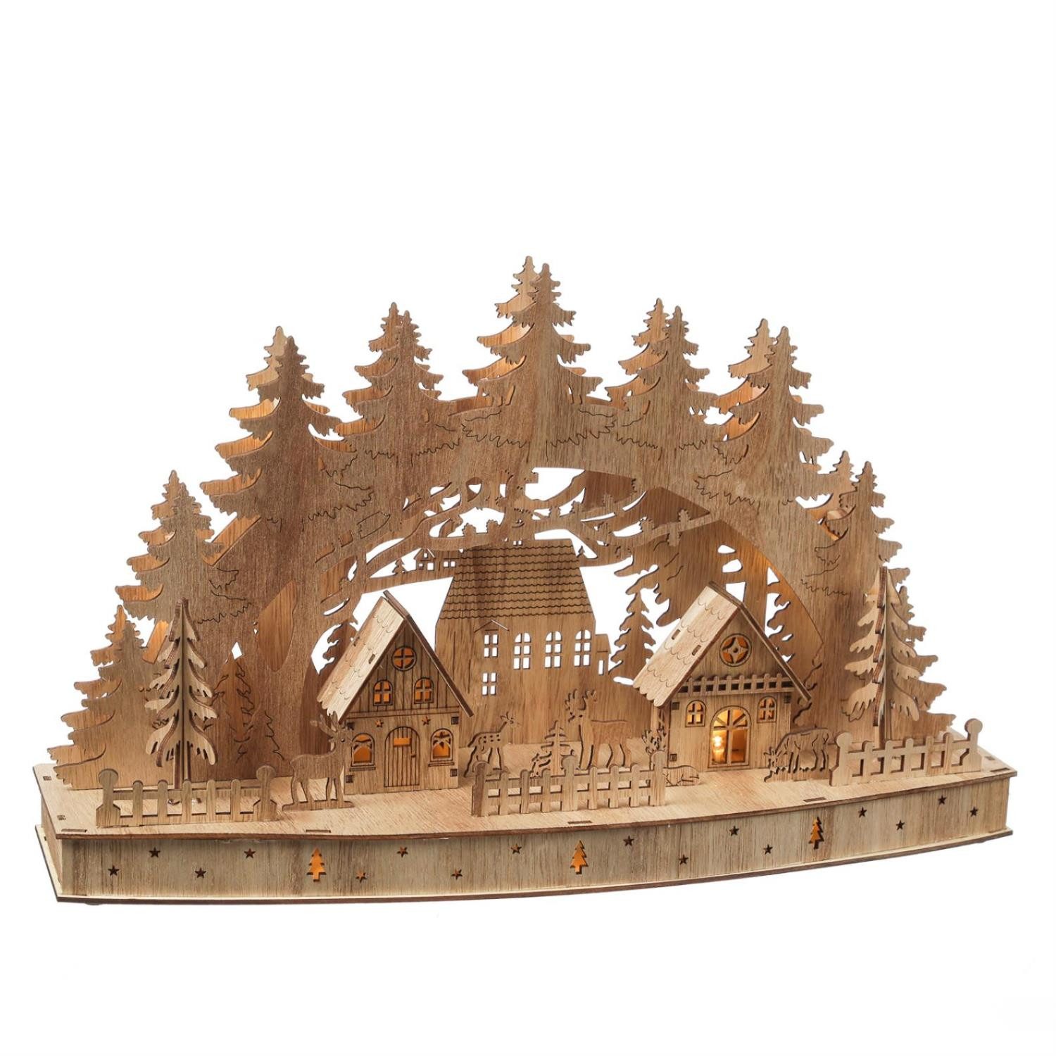MARELIDA LED Schwibbogen LED Lichterbogen Weihnachtsdorf Winterdorf H: 26,5cm Weihnachtsdeko