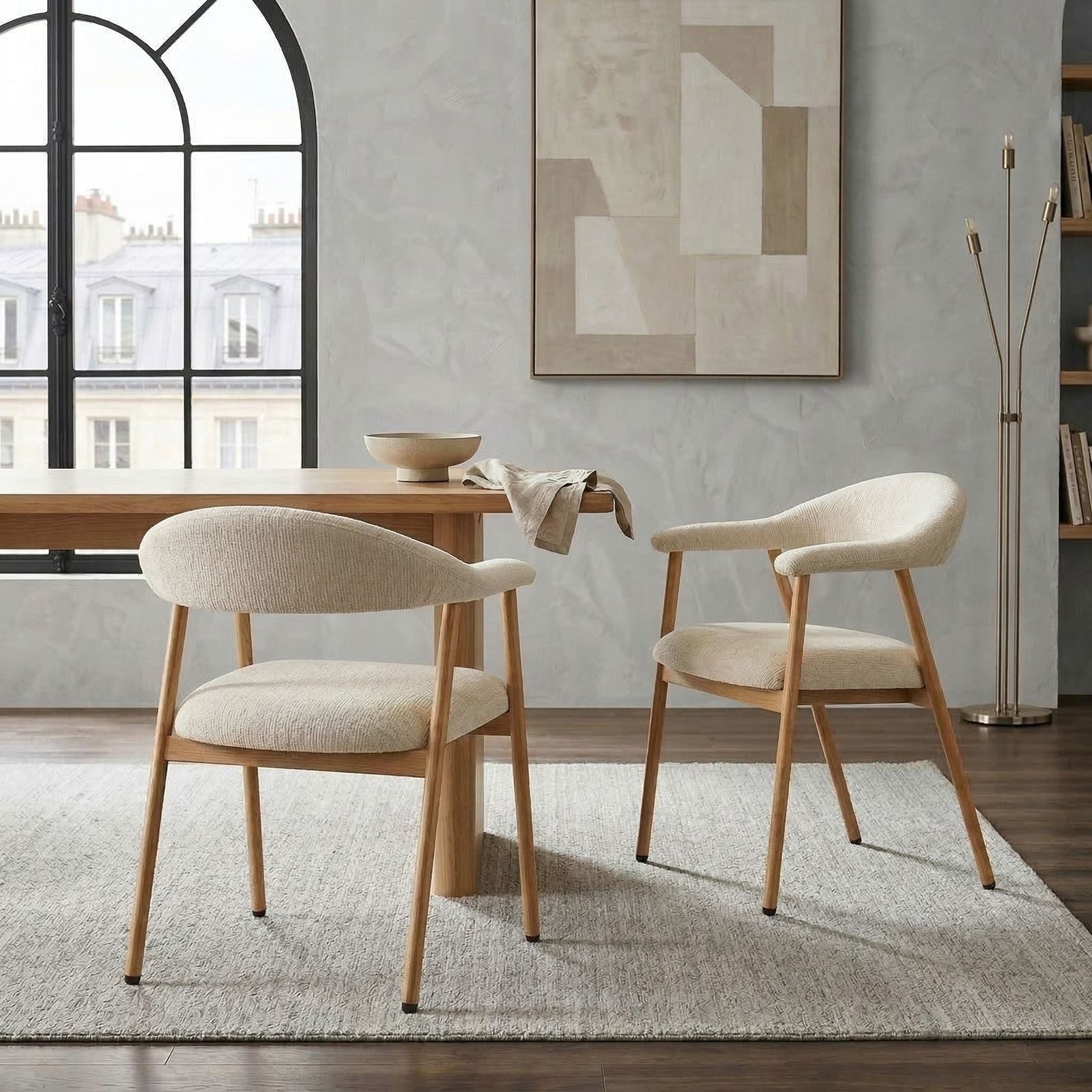 IDIMEX Esszimmerstuhl ARLO (2 St), Esszimmerstühle 2er Set gepolstert mit Stoffbezug Cremeweiß