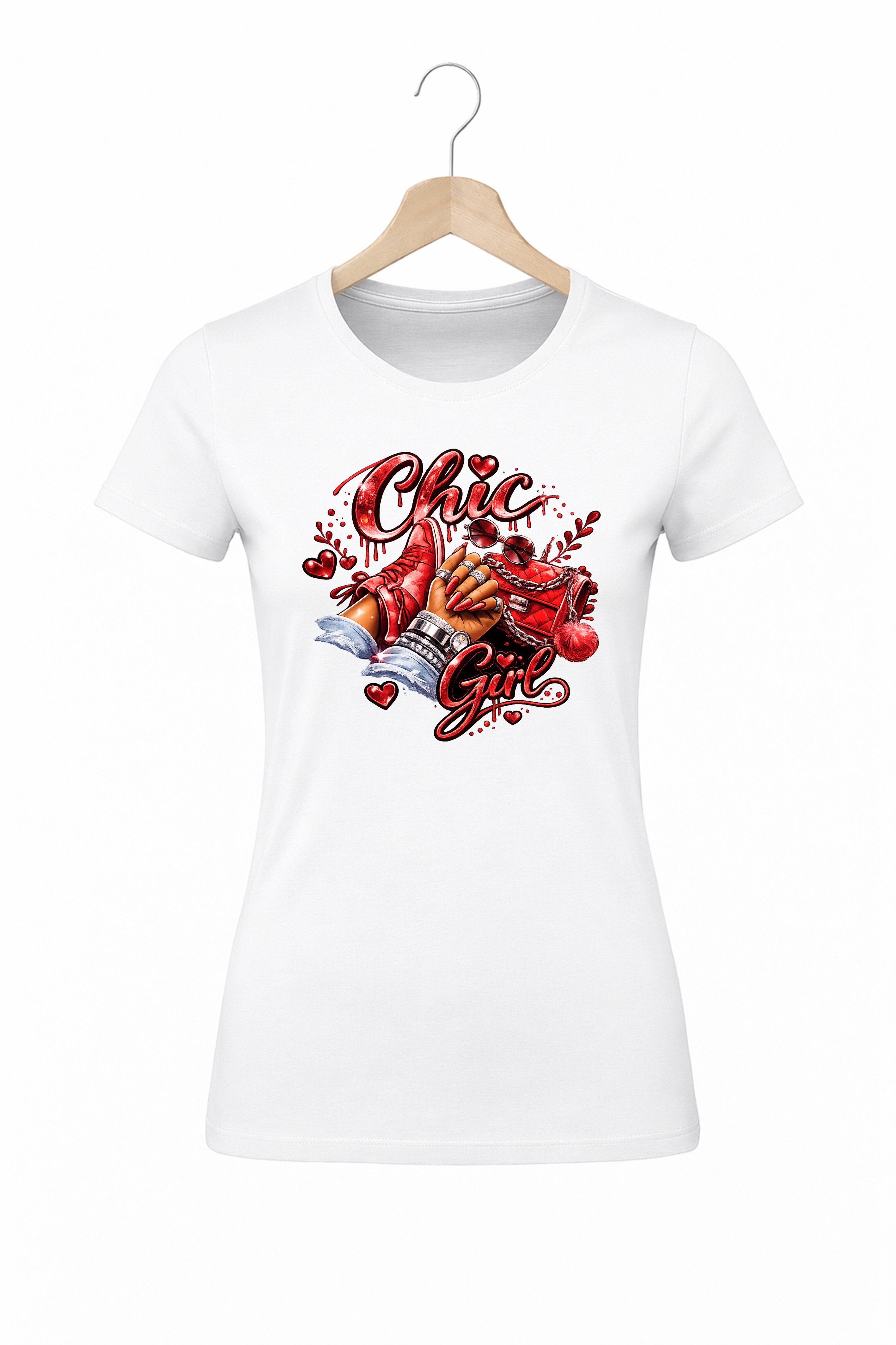 Banco T-Shirt Damen Chic Girl Print Baumwolle Rundhals Casual Style Damen Oberteil Chic Girl Print Baumwolle Rundhals Casual Stylelook