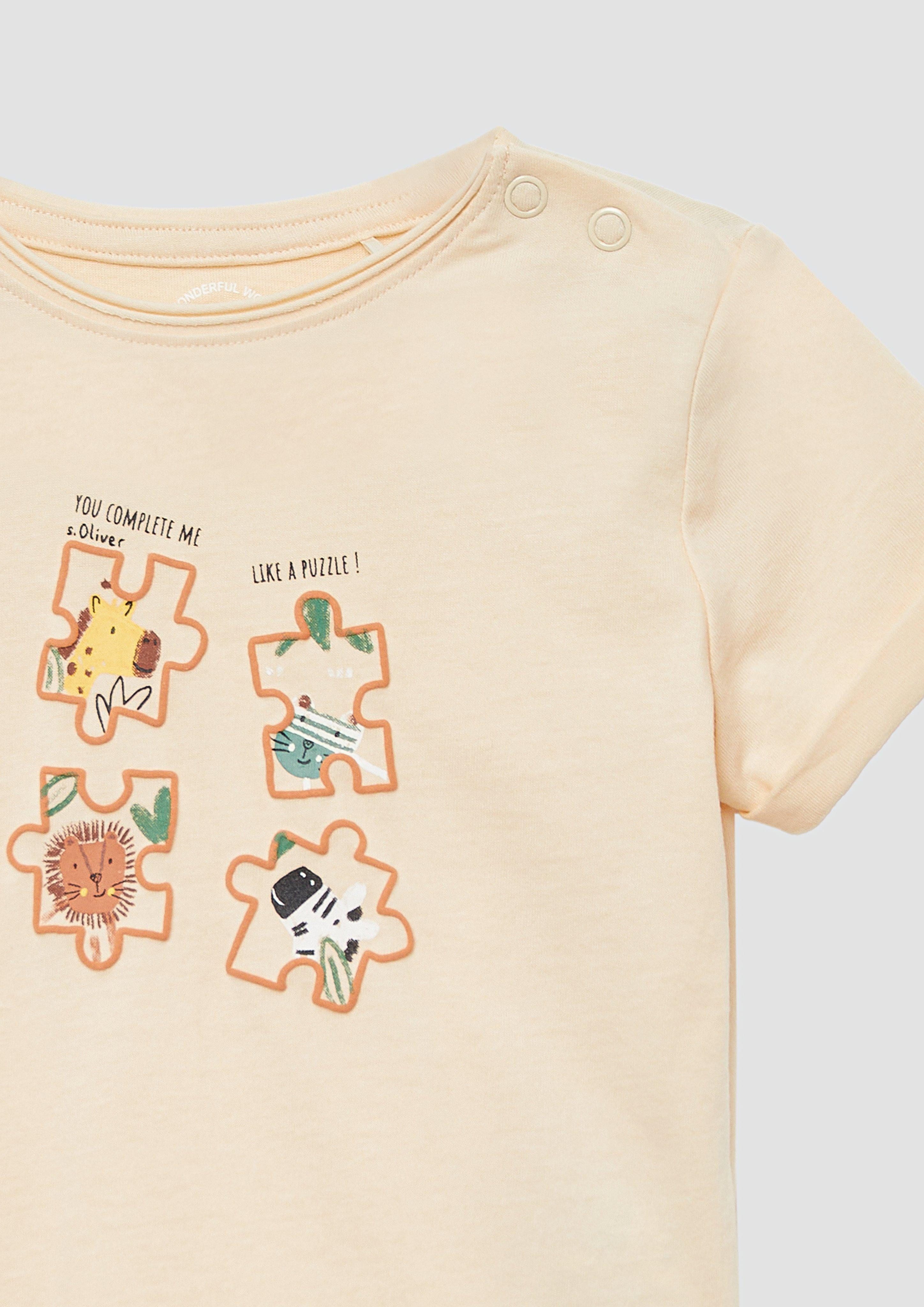s.Oliver Kurzarmshirt T-Shirt mit Ärmelumschlag und günstig online kaufen