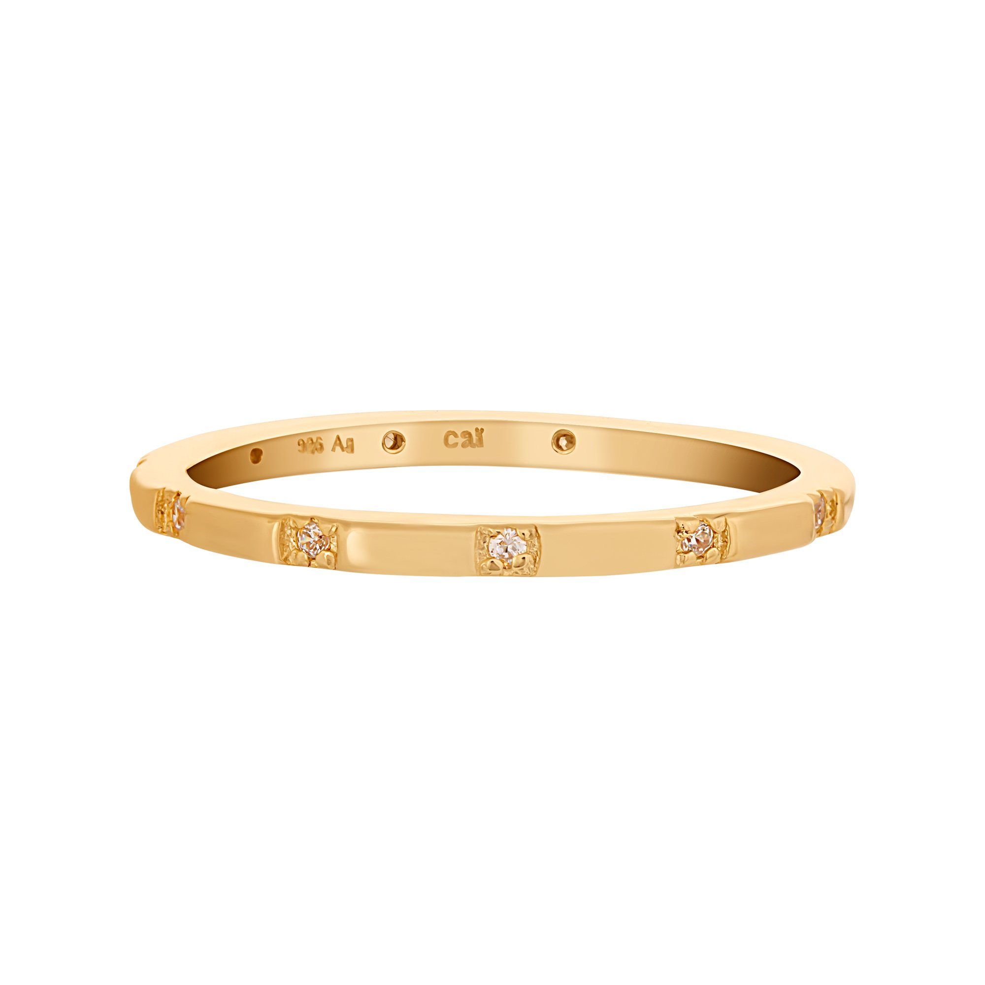 CAÏ Fingerring 925 Silber vergoldet mit Zirkonia Stacking günstig online kaufen