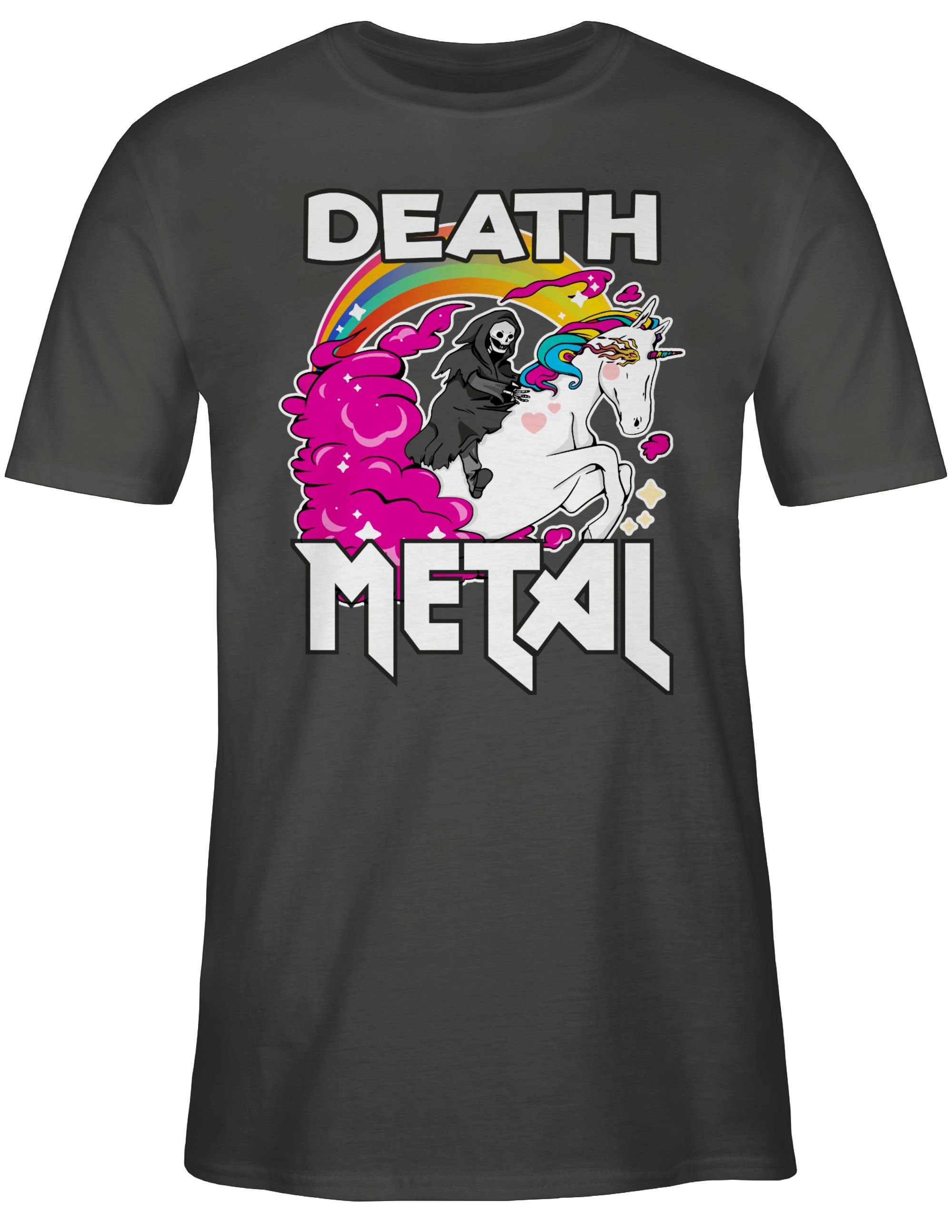 Shirtracer T-Shirt Death Metal Sensenmann auf einem Einhorn Heavy Metal Geschenke 02 Dunkelgrau