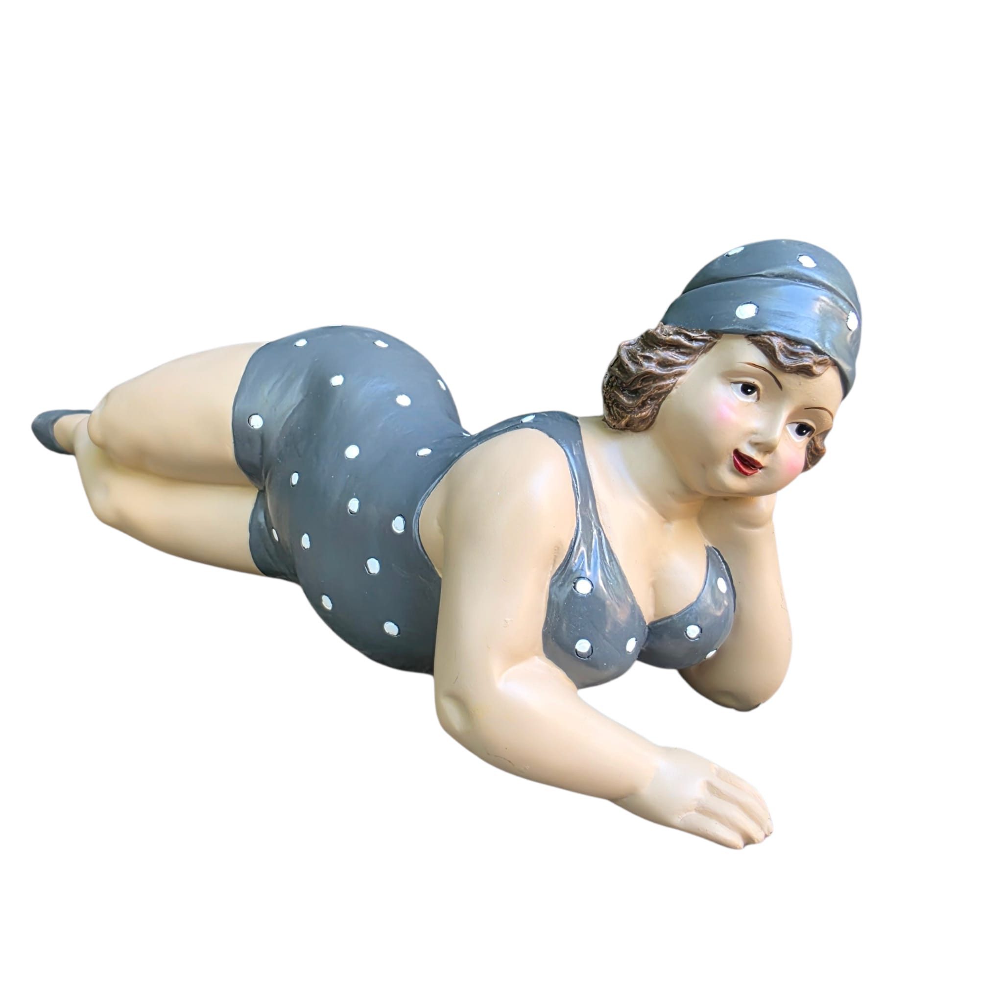 Aspinaworld Gartenfigur Gartenfigur liegende Badenixe Figur 36 cm lang grau