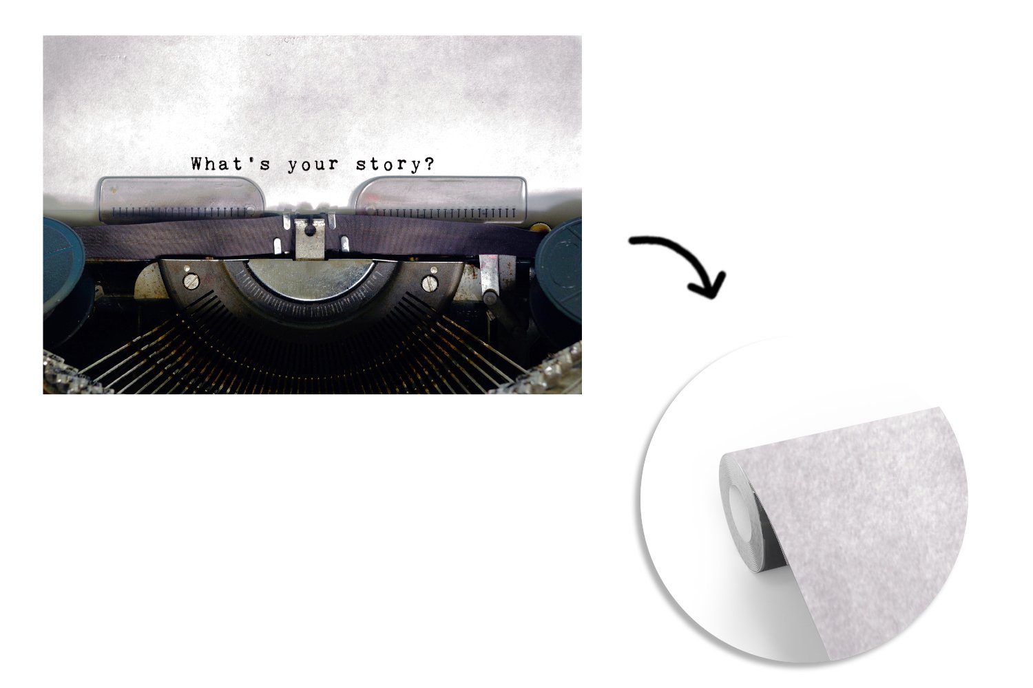 MuchoWow Fototapete Schreibmaschine - Vinyl Papier Matt, (6 - Vintage für Wallpaper Schlafzimmer, Tapete Kinderzimmer, St), Zitat, bedruckt, - Wohnzimmer