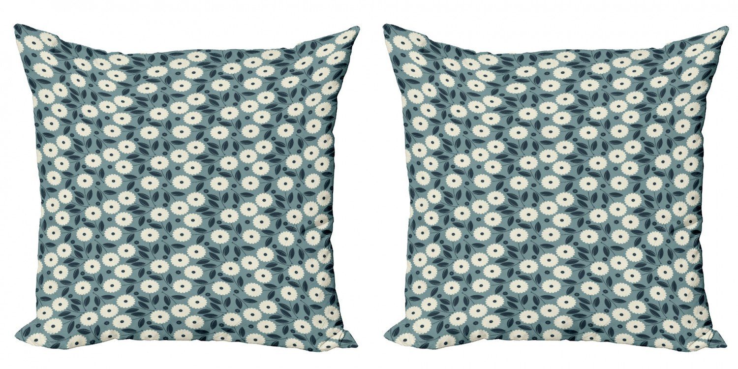 Kissenbezüge Modern und Doppelseitiger Blau Abakuhaus Stück), Digitaldruck, Accent Elfenbein Garten-Kunst-Bouquet (2