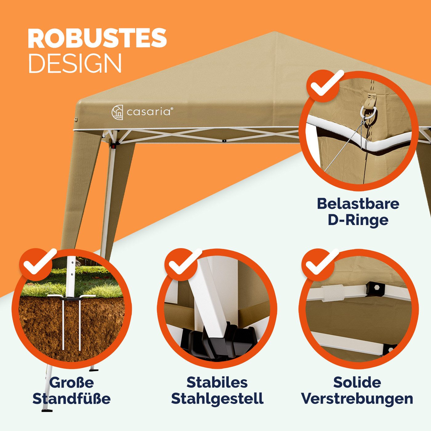 Casaria Pavillon, Pop-Up 300x300 cm Witterungsbeständig UV-Schutz 50+ inkl. Tasche