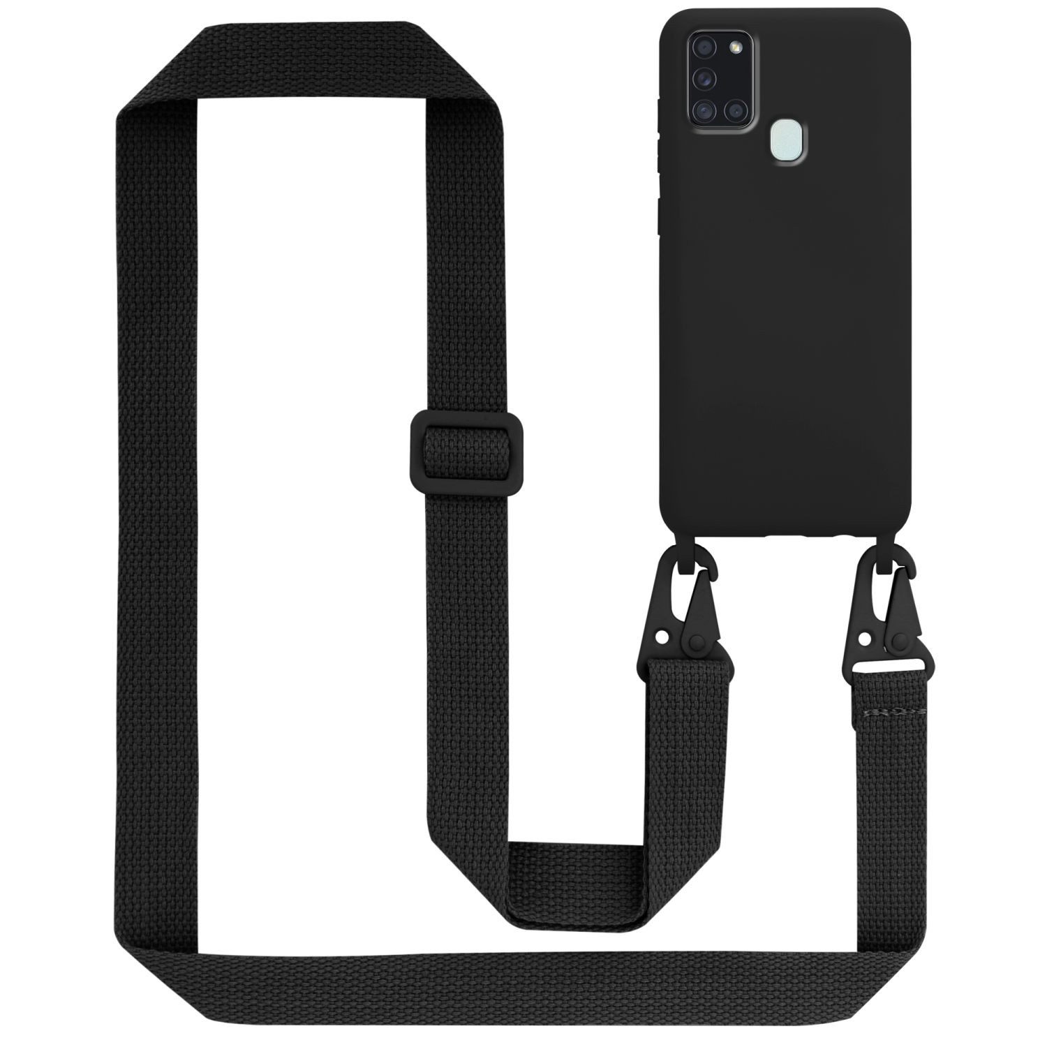 Cadorabo Handyhülle für Samsung Galaxy A21s Kette Samsung Galaxy A21s, TPU Silikon Handy Schutzhülle - Hülle - Liquid Style - mit Handykette