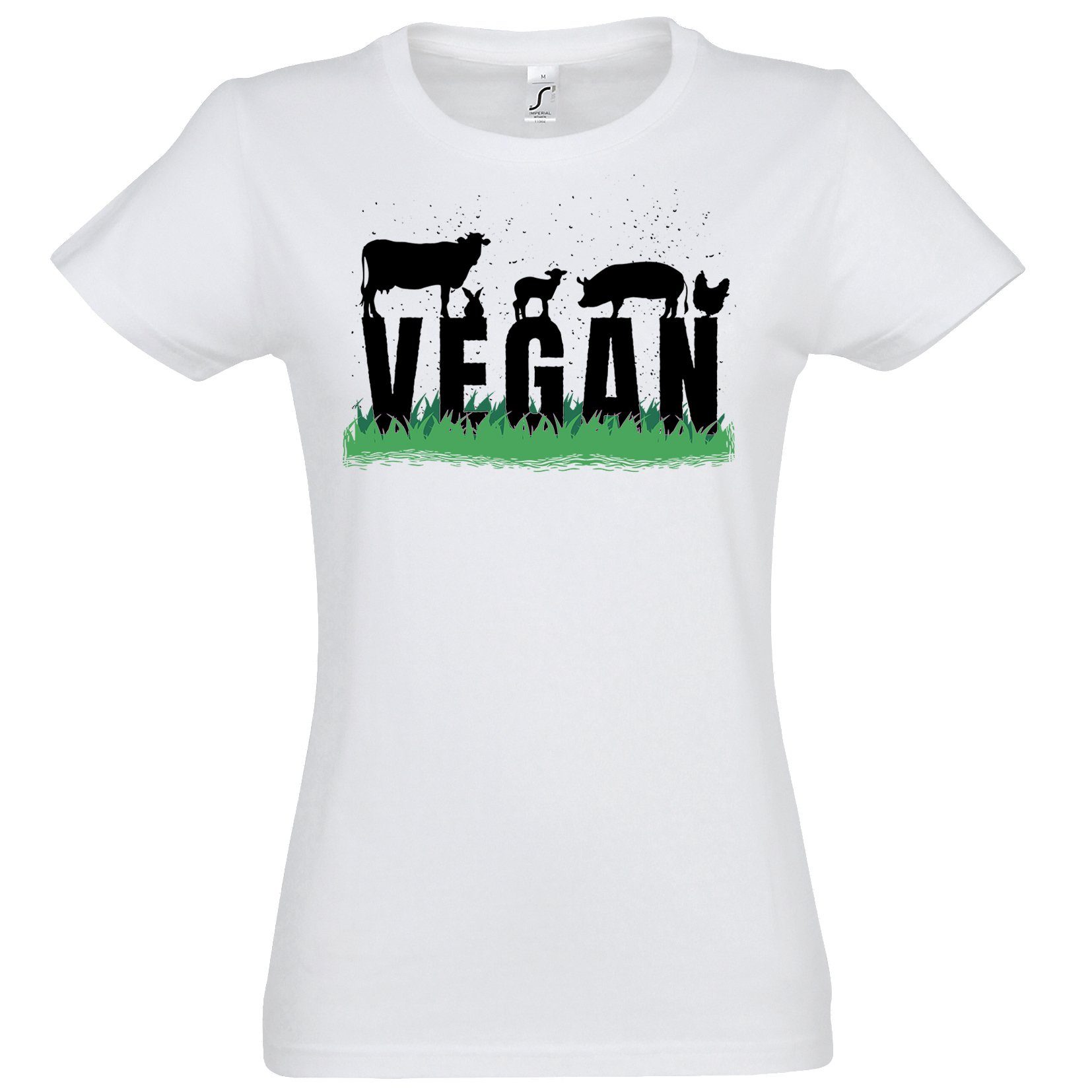 Youth Designz T-Shirt trendigem mit Shirt Damen Vegan Frontprint Weiß