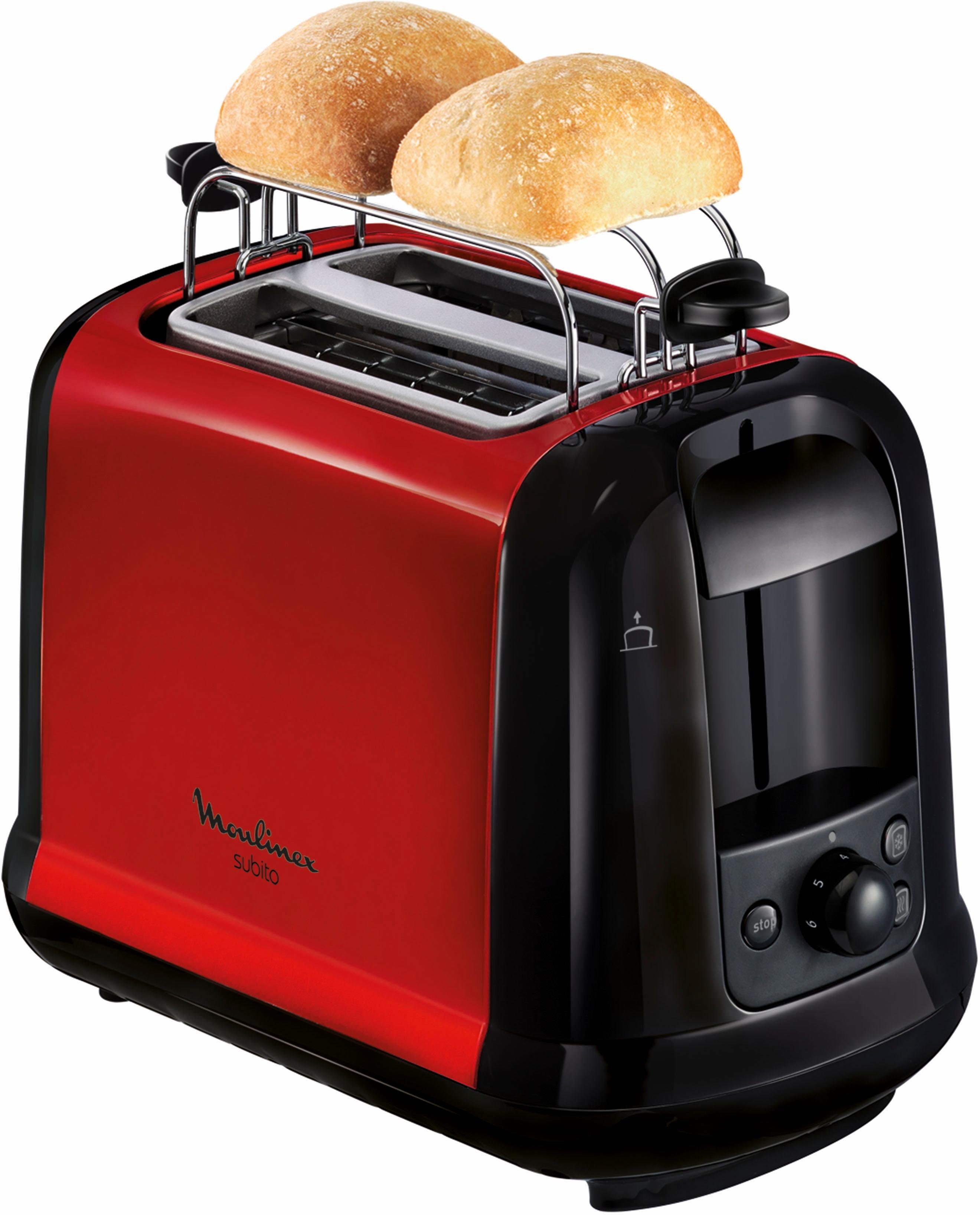 Moulinex Toaster LT261D Subito, 2 kurze Schlitze, für 2 Scheiben, 850 W, Anhebevorrichtung, 7 Bräunungsstufen, Krümelschublade