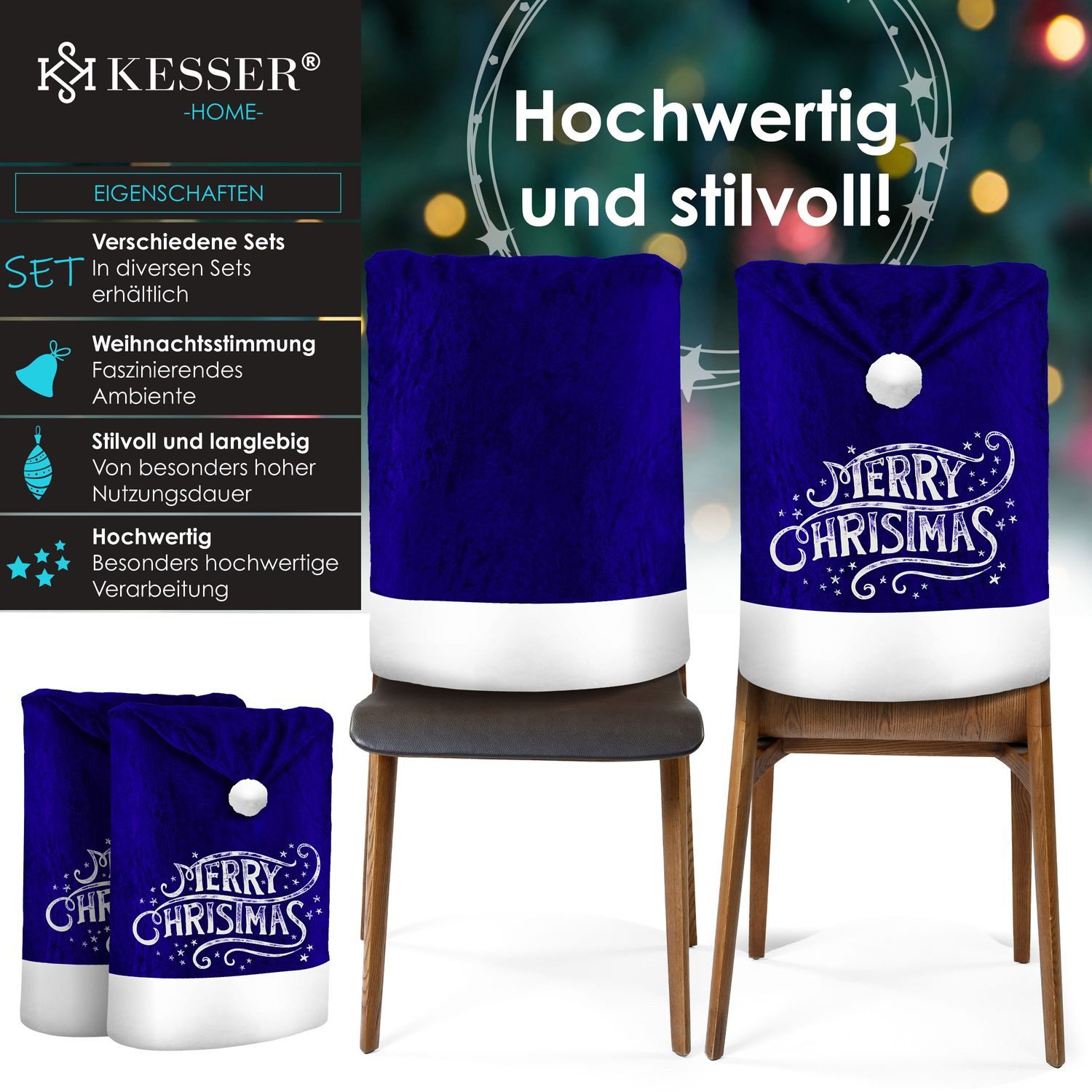 KESSER Weihnachtsfigur, Premium Weihnachtsstuhlüberzug Set Stuhlhussen für günstig online kaufen