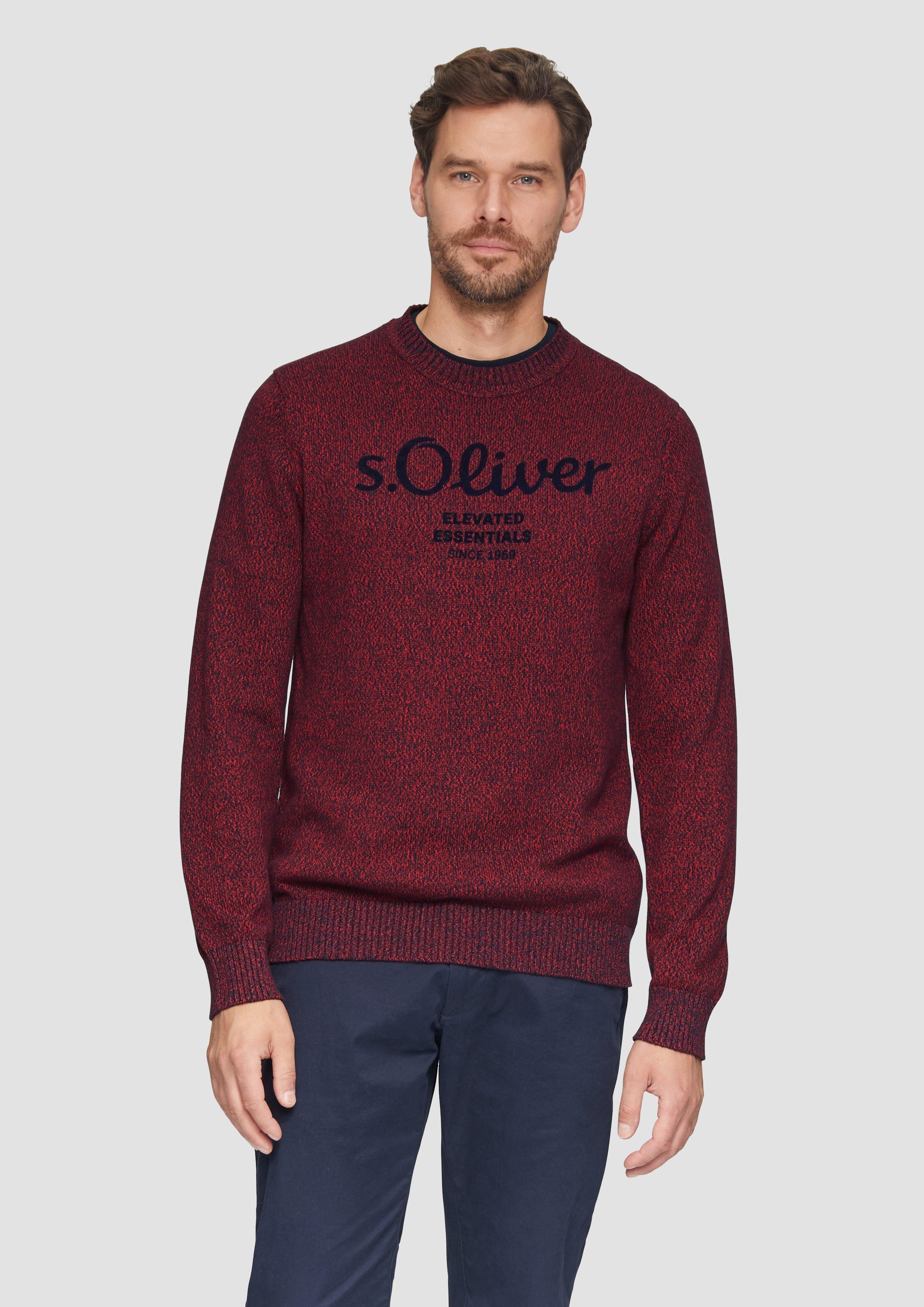 Strickpullover Strickpullover mit Logo in Melange-Optik