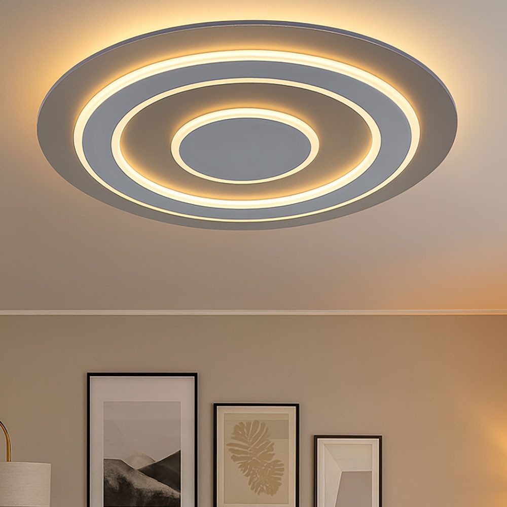GLOBO LIGHTING LED Deckenleuchte, LED-Leuchtmittel fest verbaut, Warmweiß, Deckenlampe Deckenleuchte LED Wohnzimmerlampe Anthrazit Grau D 60