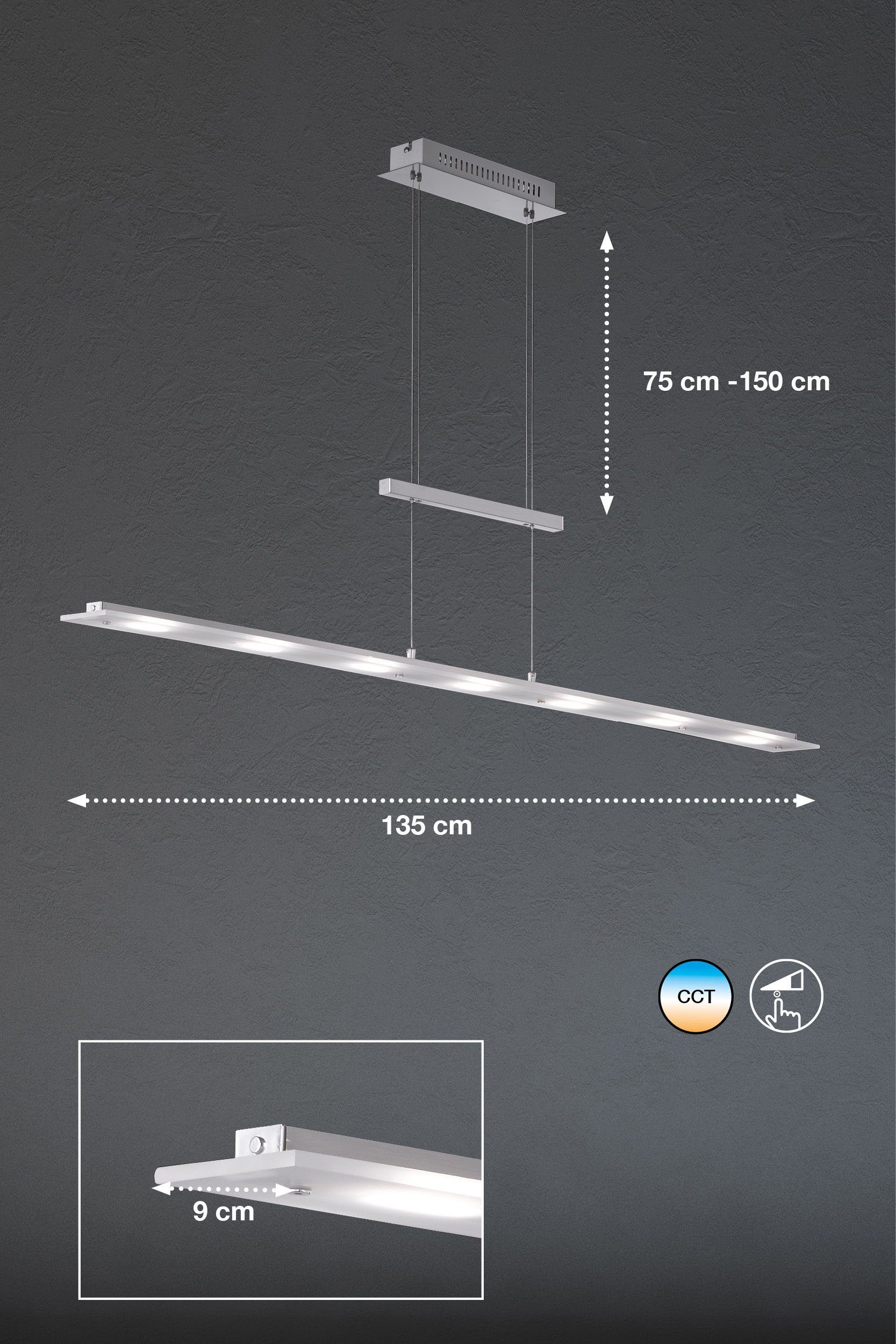 FISCHER & HONSEL LED fest Warmweiß LED Largo, integriert, Neutralweiß, Pendelleuchte Dimmfunktion