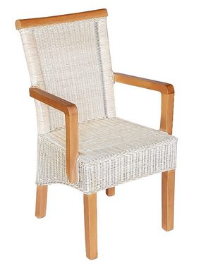 Casamia Esszimmerstuhl Esszimmer Stühle Set mit Armlehnen 4 Stück Rattanstühle Stuhl weiß Per