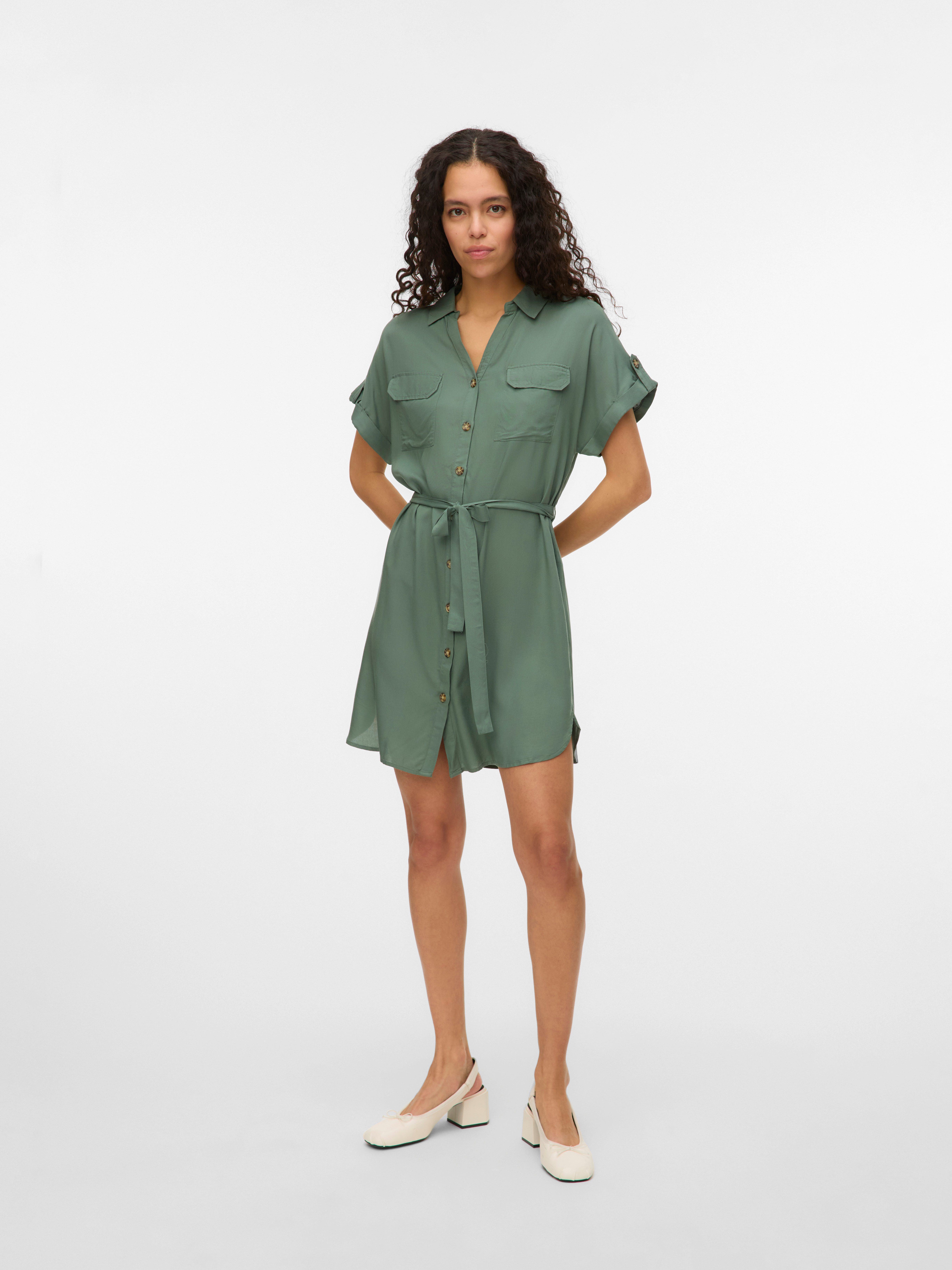 Vero Moda Hemdblusenkleid VMBUMPY SS SHORT SHIRT DRESS WVN GA NOOS Viskose, günstig online kaufen