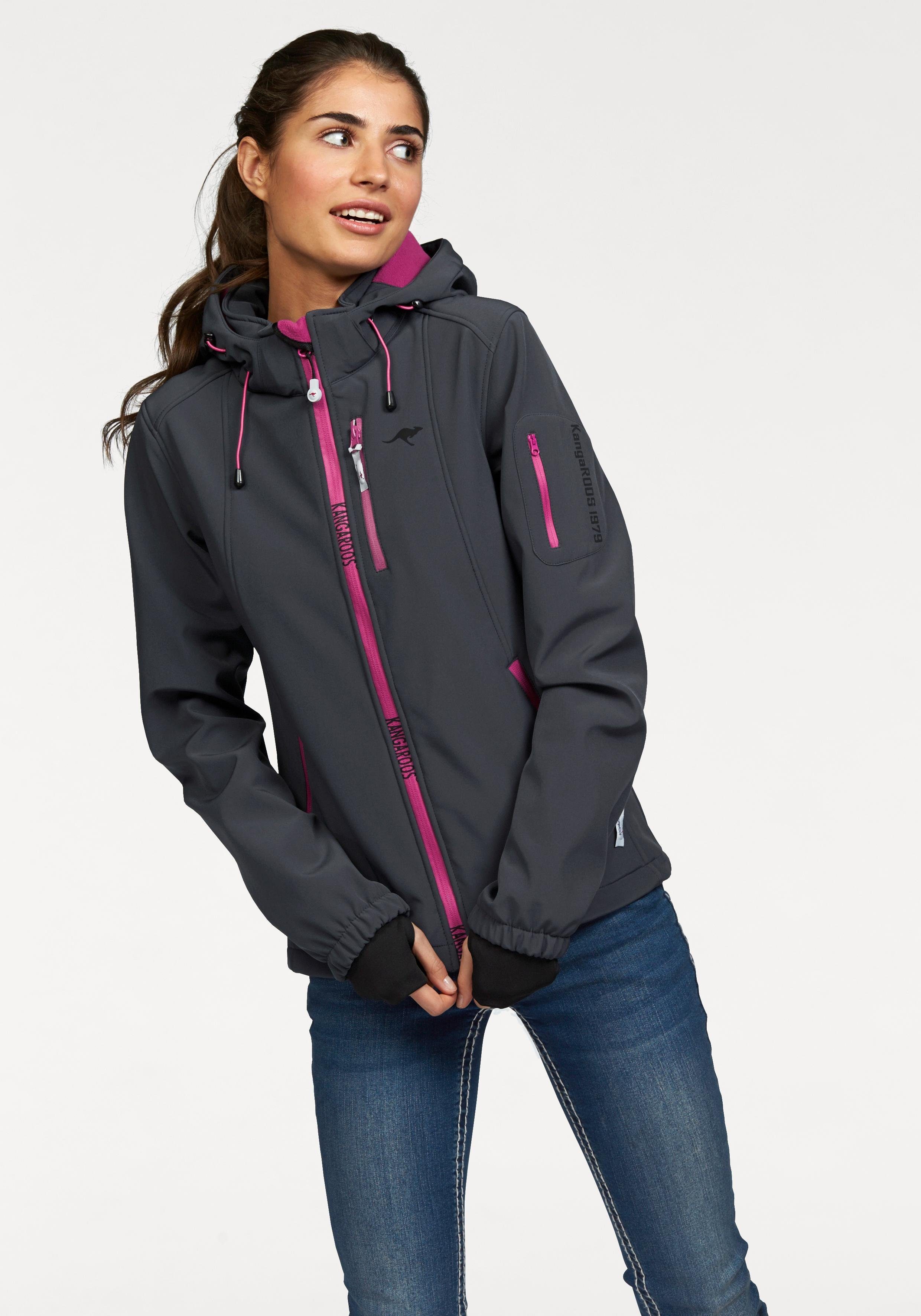 KangaROOS Damen Sweatjacke Sweat Jacke mit Kapuze Color blocking 40/42, Blau – suedwestholstein.de