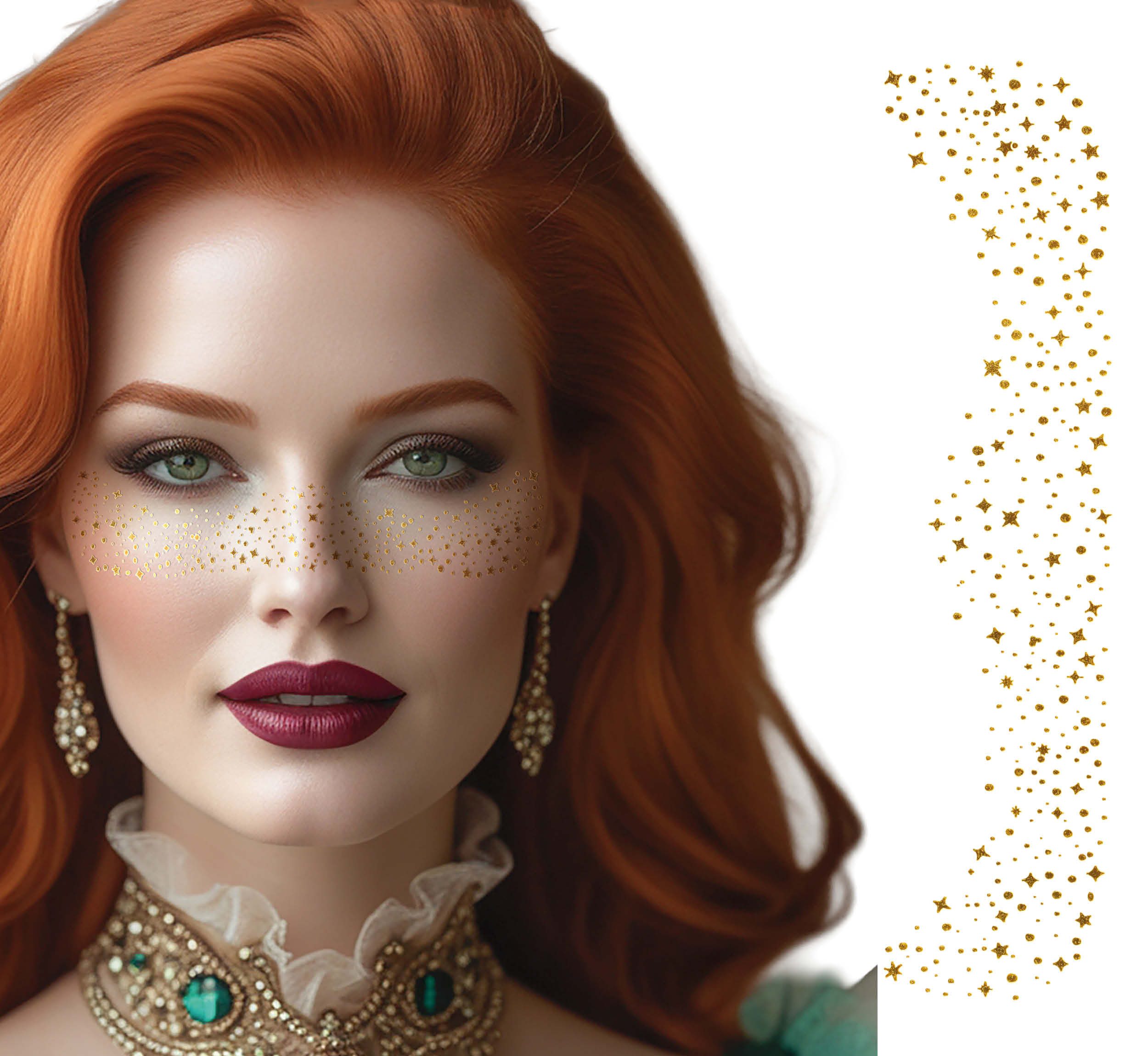 Fiestas Guirca Kostüm, Karneval Gesichtsschmuck Glamour Sticker Glanz Eleganz Makeup Sterne F
